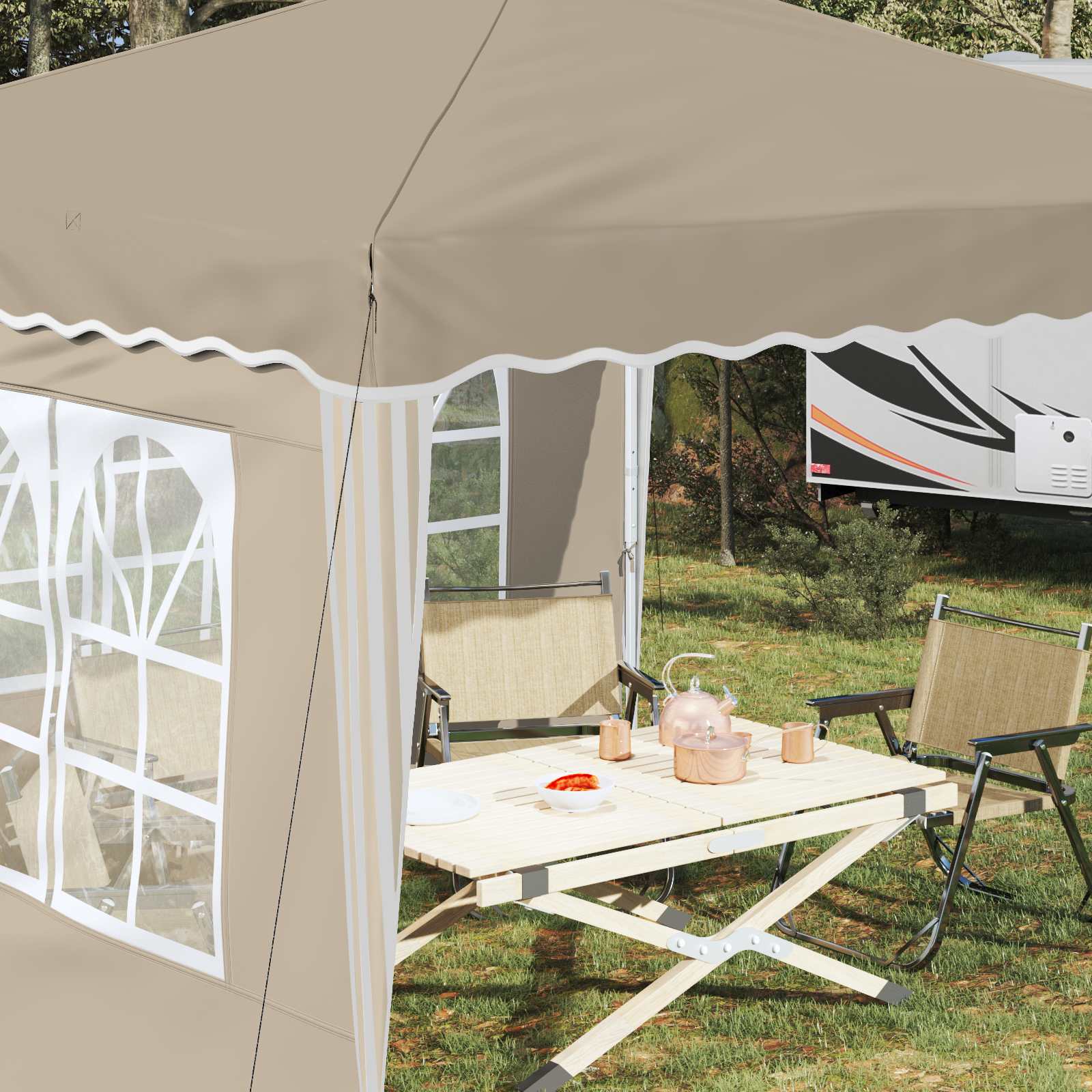 Tenda per feste a pop-up 288 x 288 x 245 cm Crema