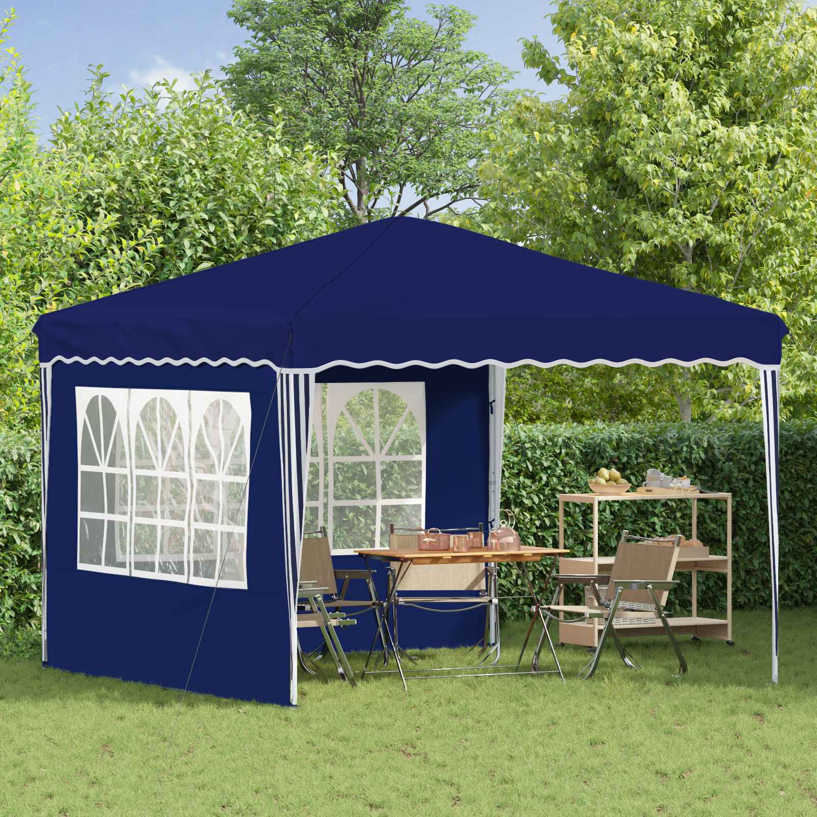 Tenda per feste a pop-up 288 x 288 x 245 cm Blu Tessuto Oxford