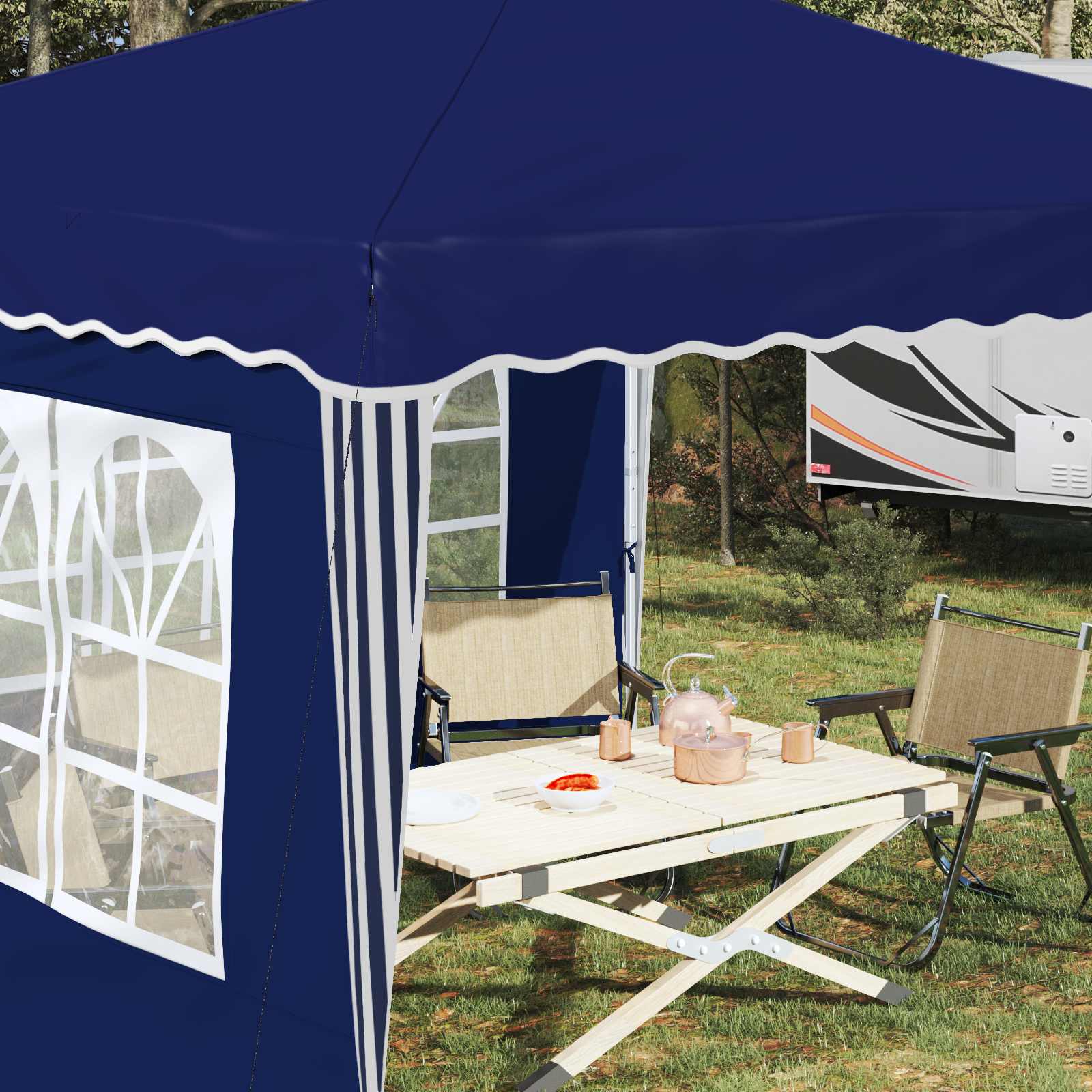 Tenda per feste a pop-up 288 x 288 x 245 cm Blu Tessuto Oxford