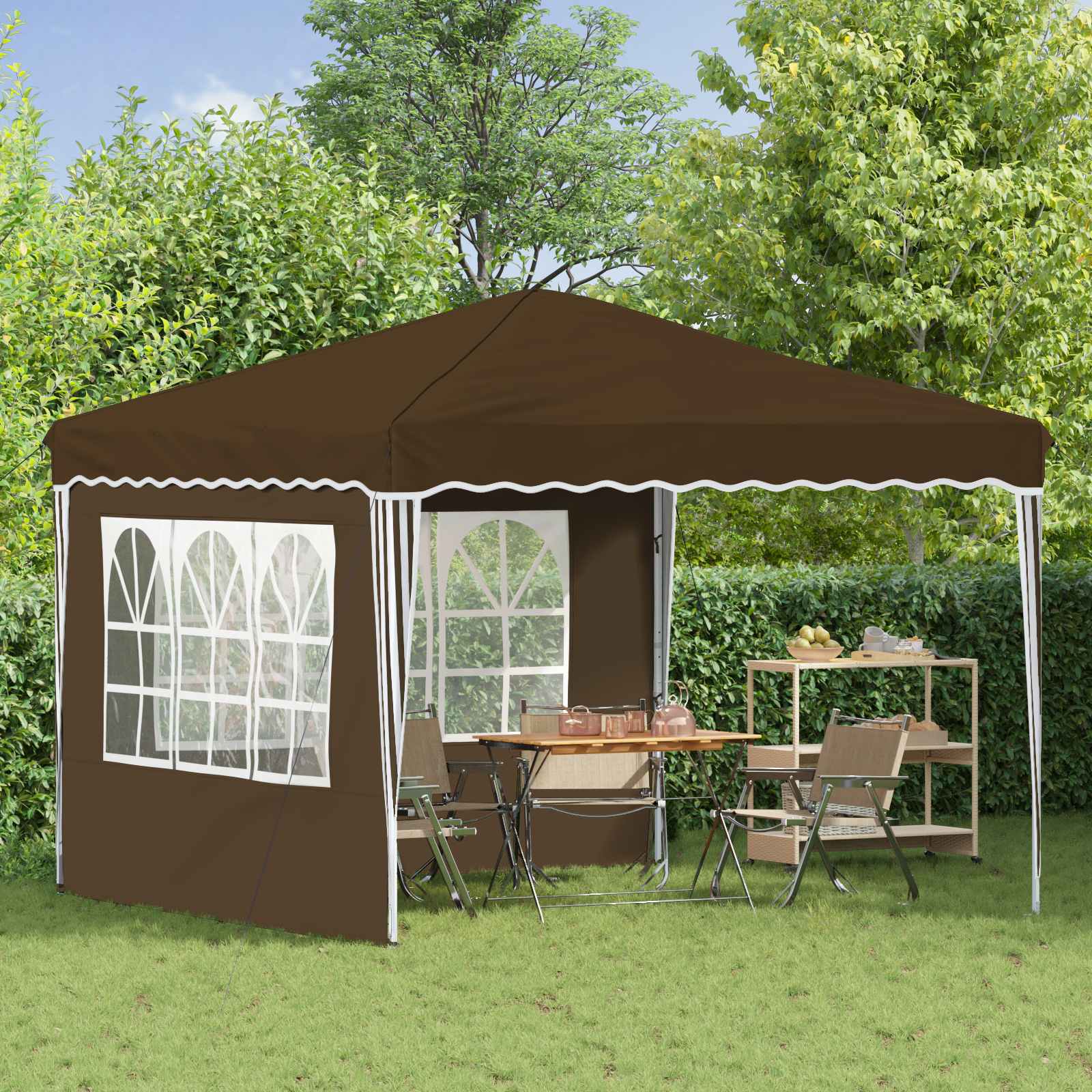 Tenda per feste a pop-up 288 x 288 x 245 cm Tortora