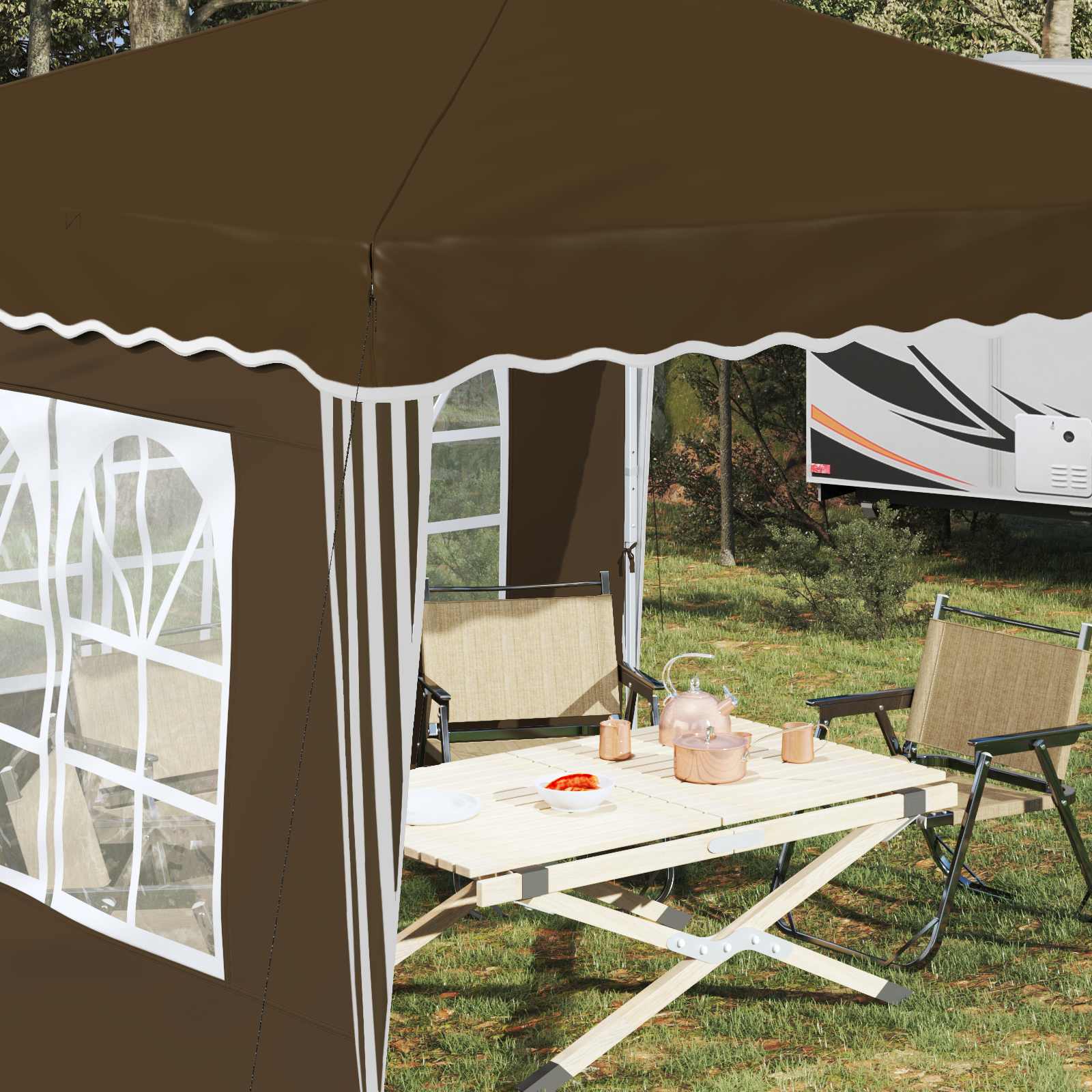 Tenda per feste a pop-up 288 x 288 x 245 cm Tortora