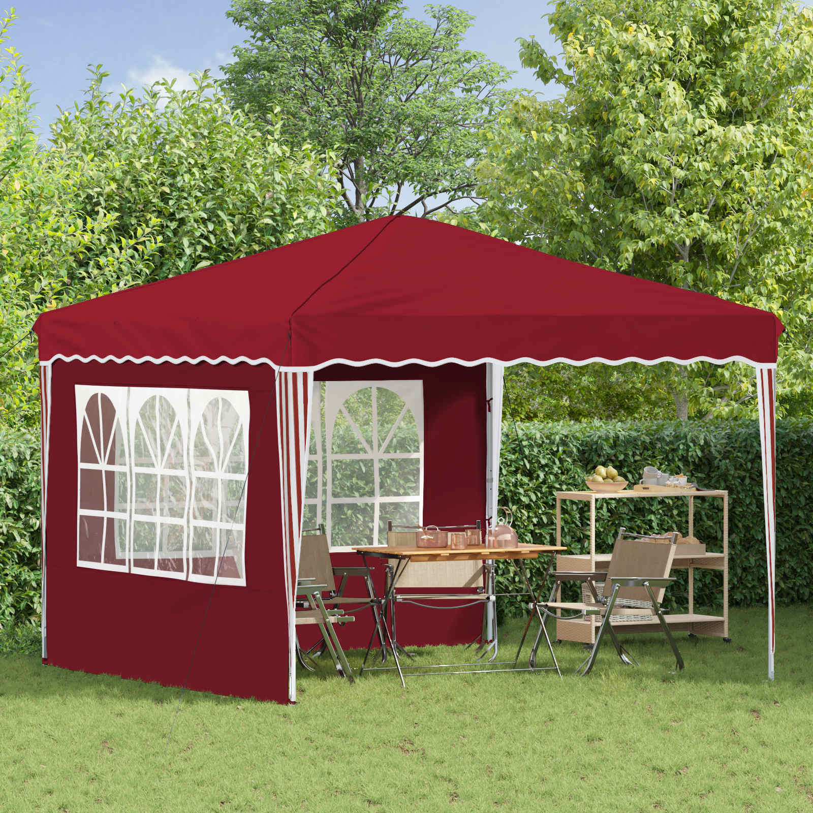 Tenda per feste a pop-up 288 x 288 x 245 cm Borgogna
