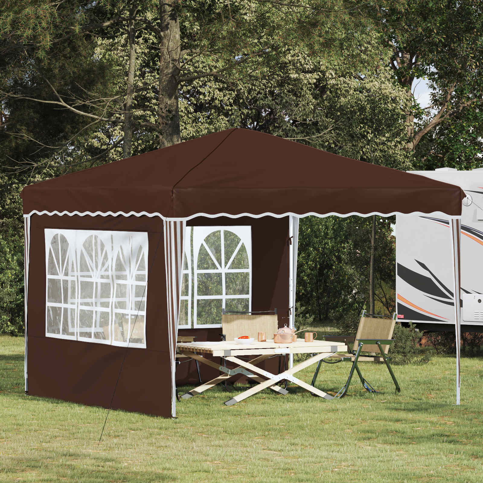 Tenda per feste a pop-up 288 x 288 x 245 cm Marrone