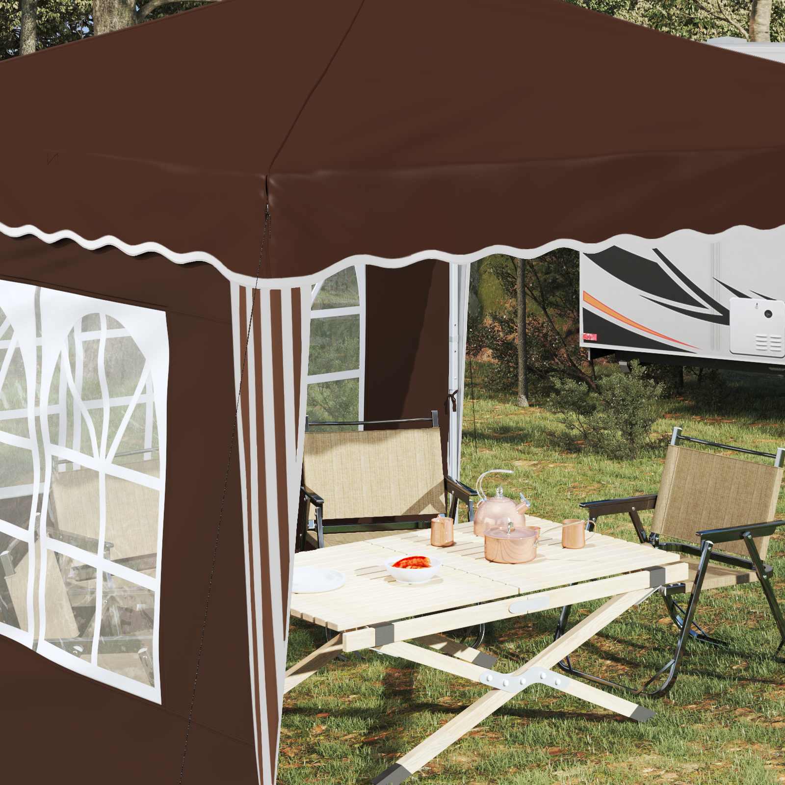 Tenda per feste a pop-up 288 x 288 x 245 cm Marrone