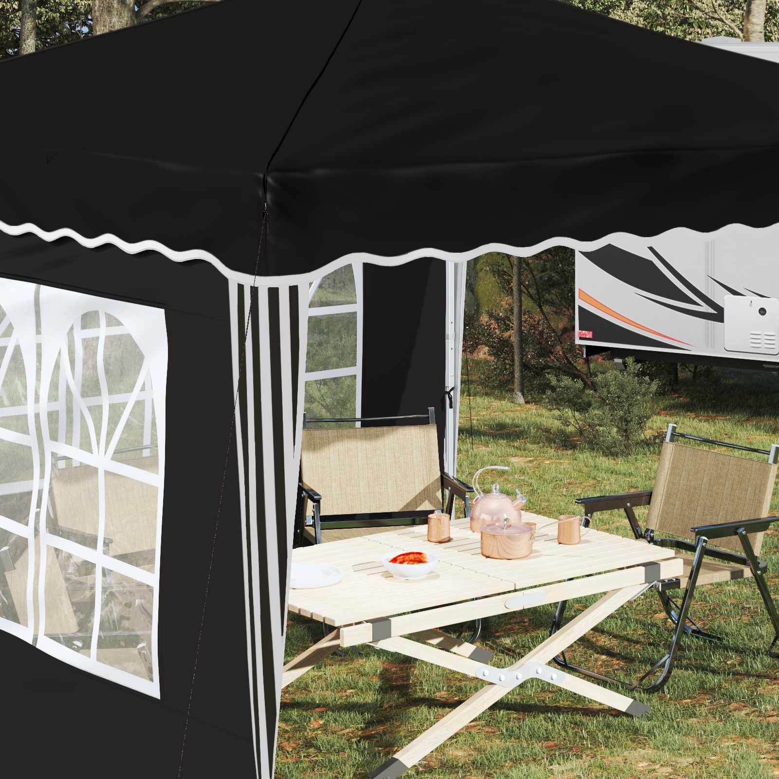 Tenda per feste a pop-up 288 x 288 x 245 cm Nero Tessuto Oxford