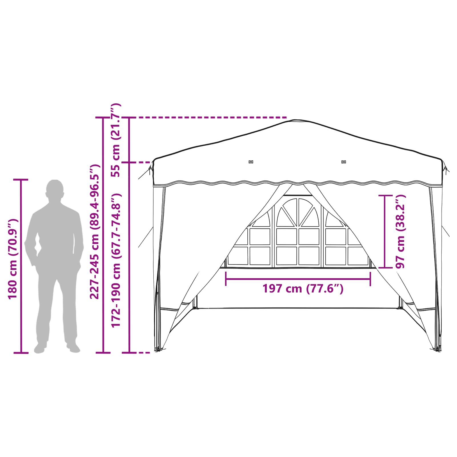 Tenda per feste a pop-up 288 x 288 x 245 cm Crema