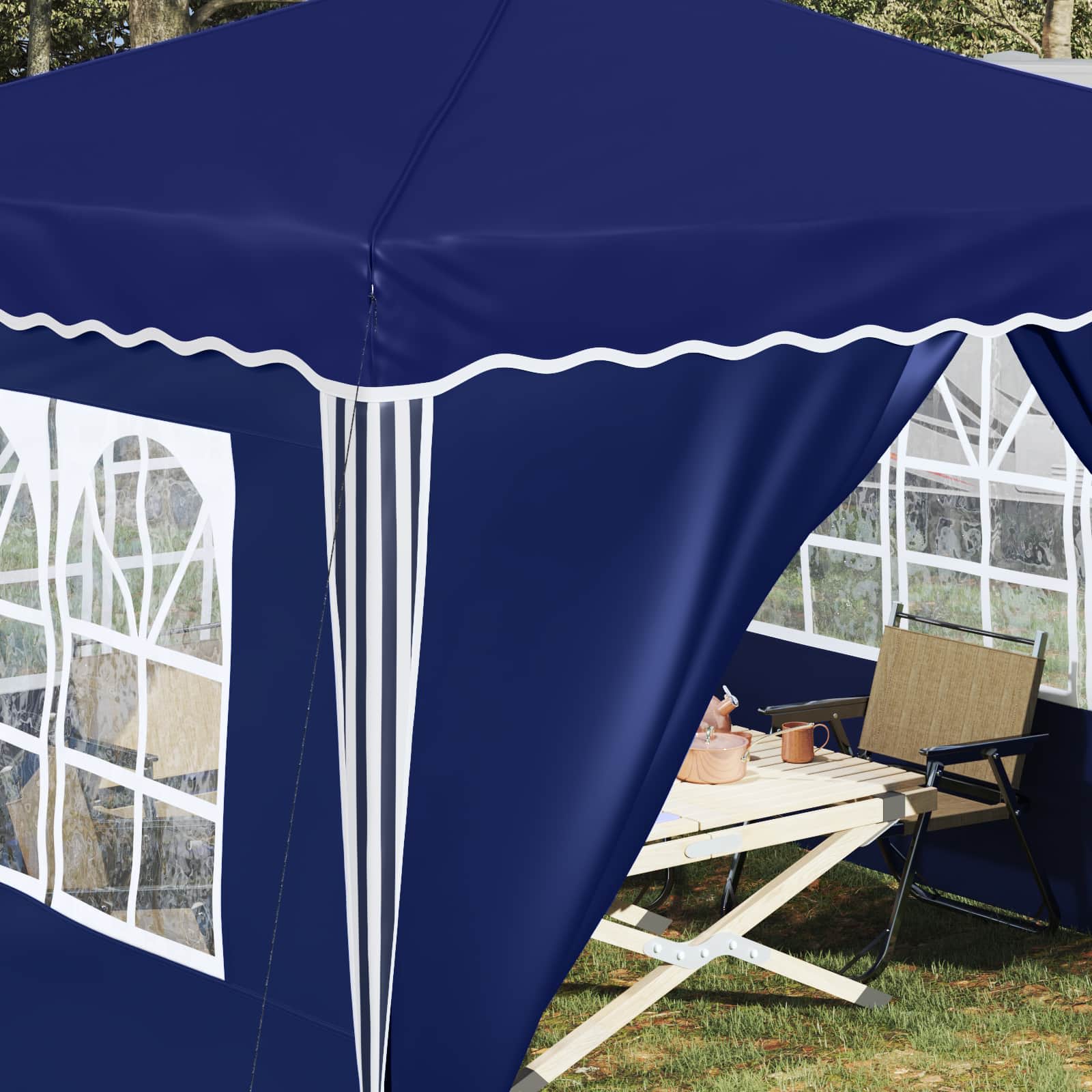 Tenda per feste a pop-up 288 x 288 x 245 cm Blu Tessuto Oxford