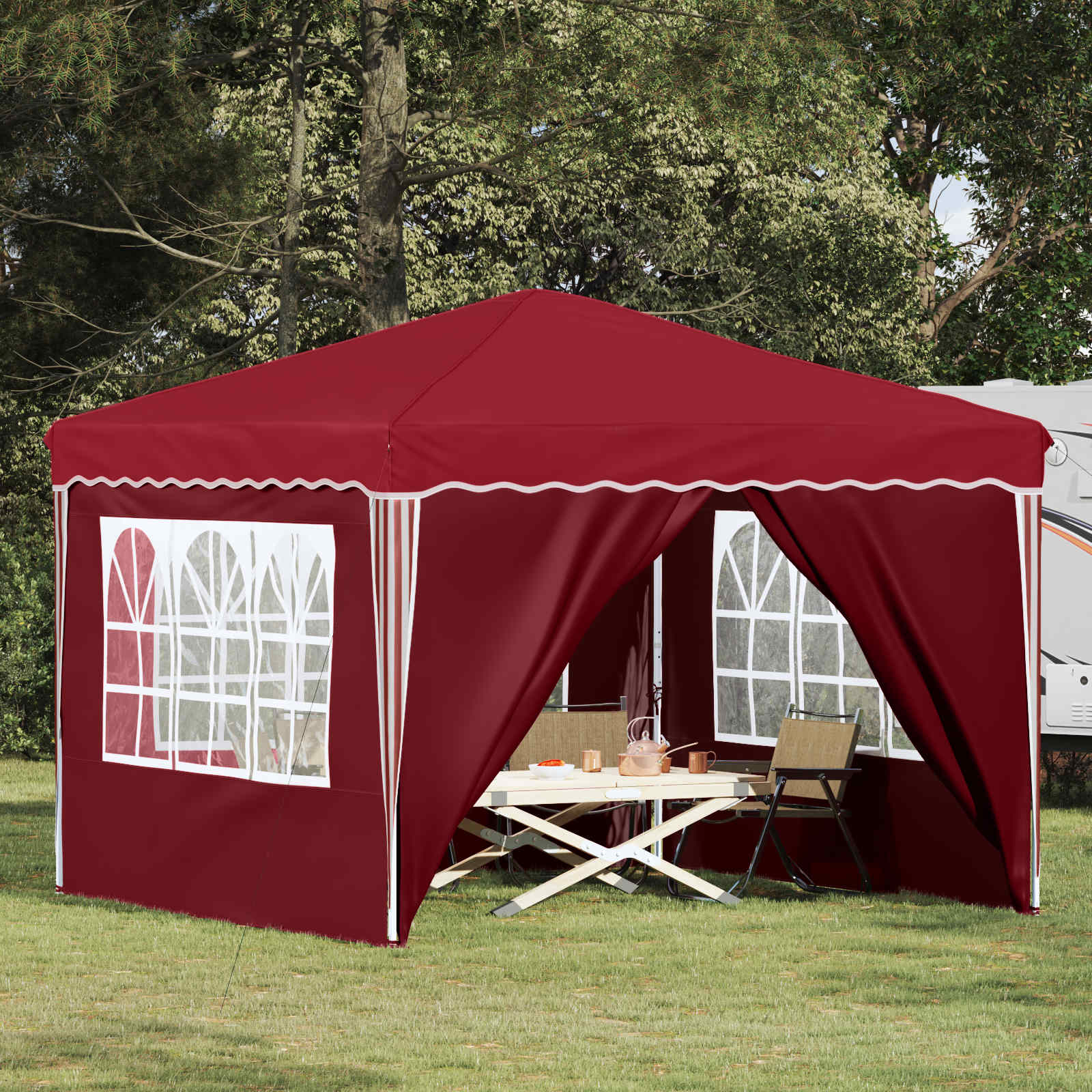 Tenda per feste a pop-up 288 x 288 x 245 cm Borgogna