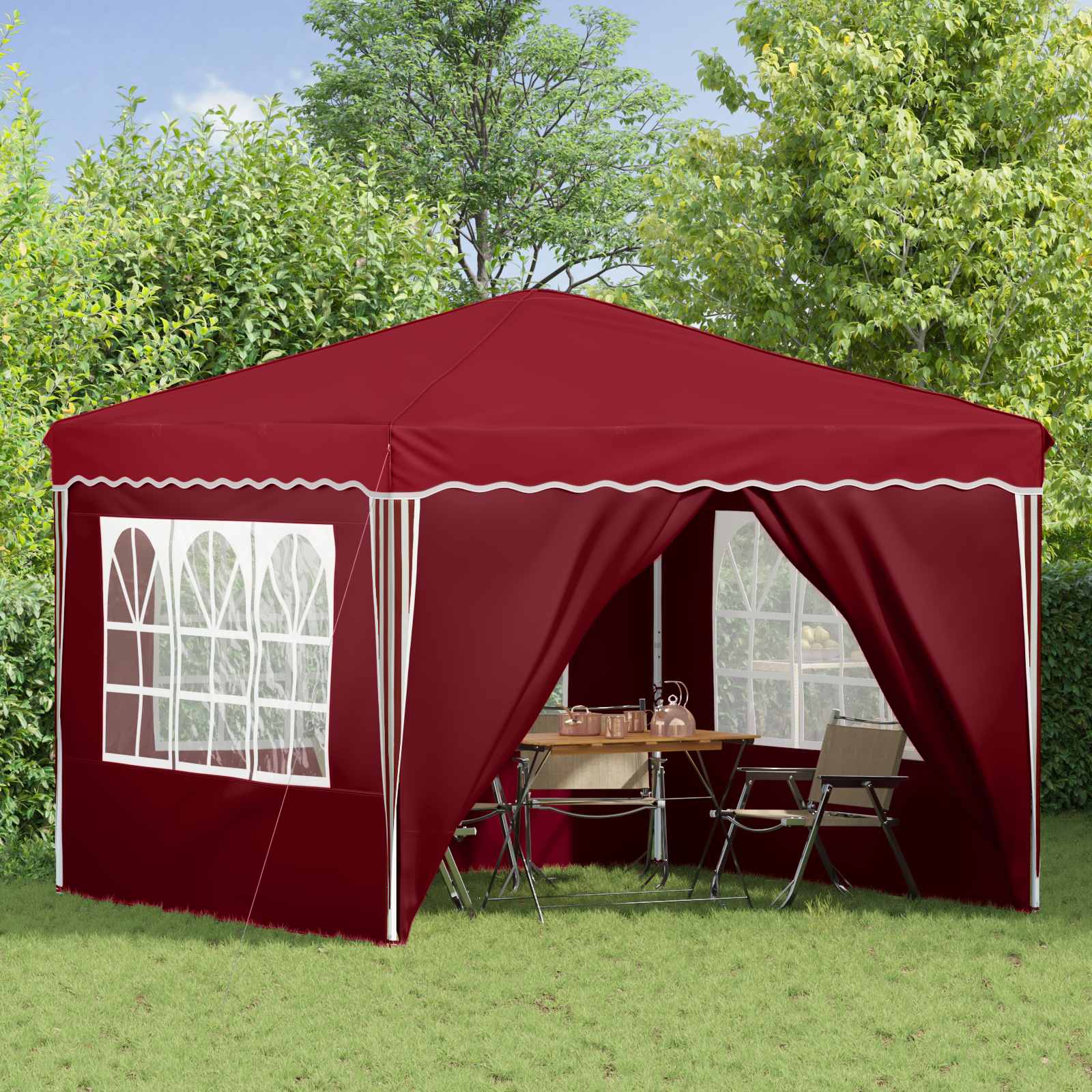 Tenda per feste a pop-up 288 x 288 x 245 cm Borgogna