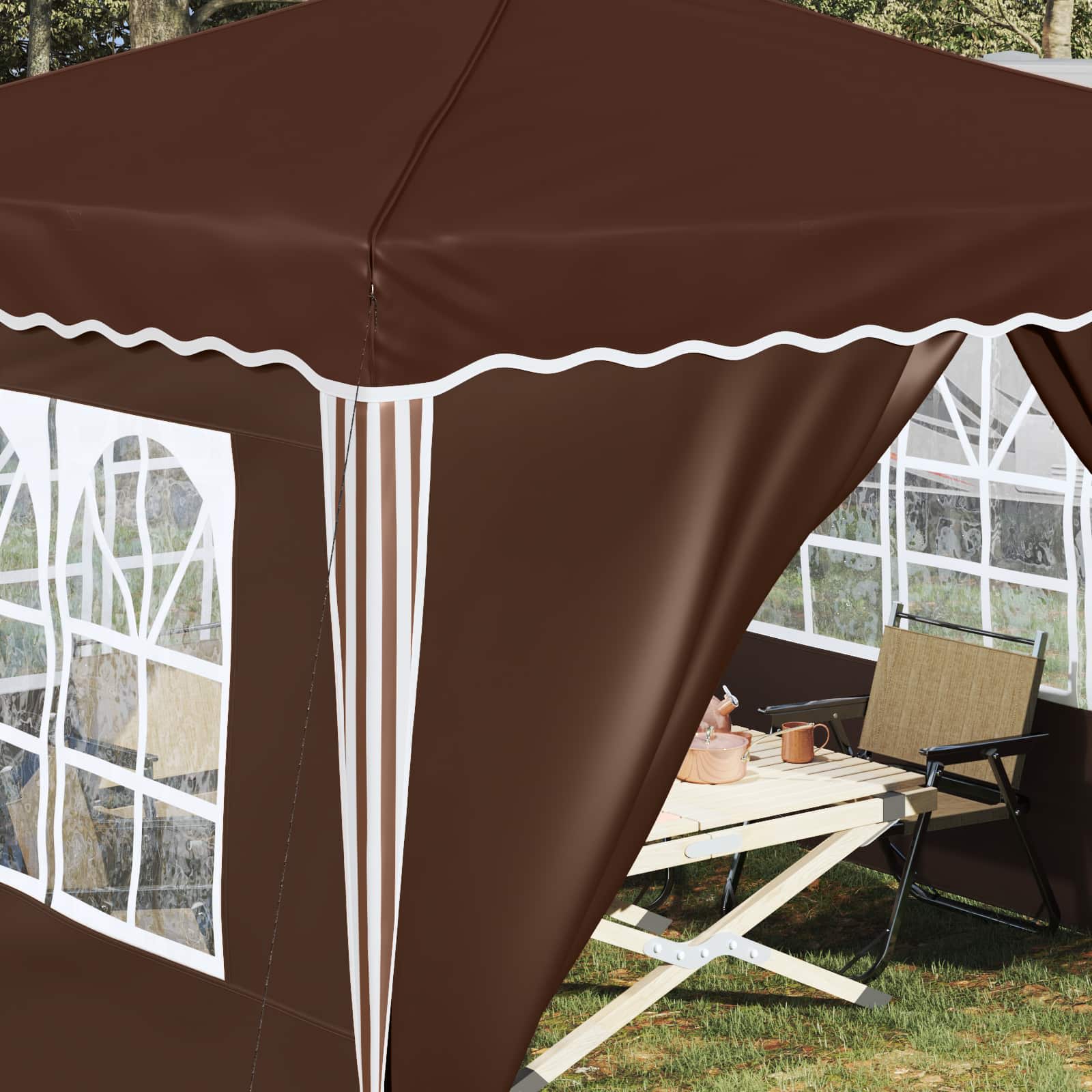 Tenda per feste a pop-up 288 x 288 x 245 cm Marrone