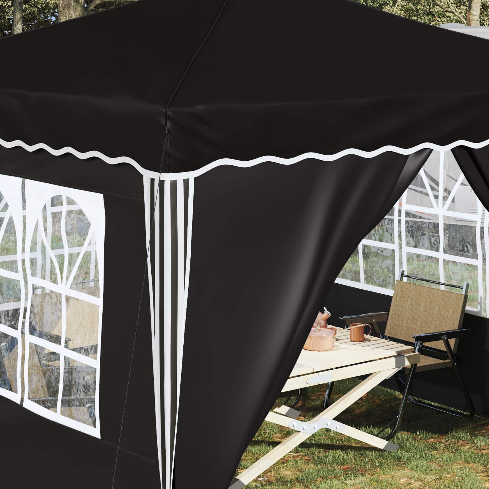 Tenda per feste a pop-up 288 x 288 x 245 cm Nero Tessuto Oxford