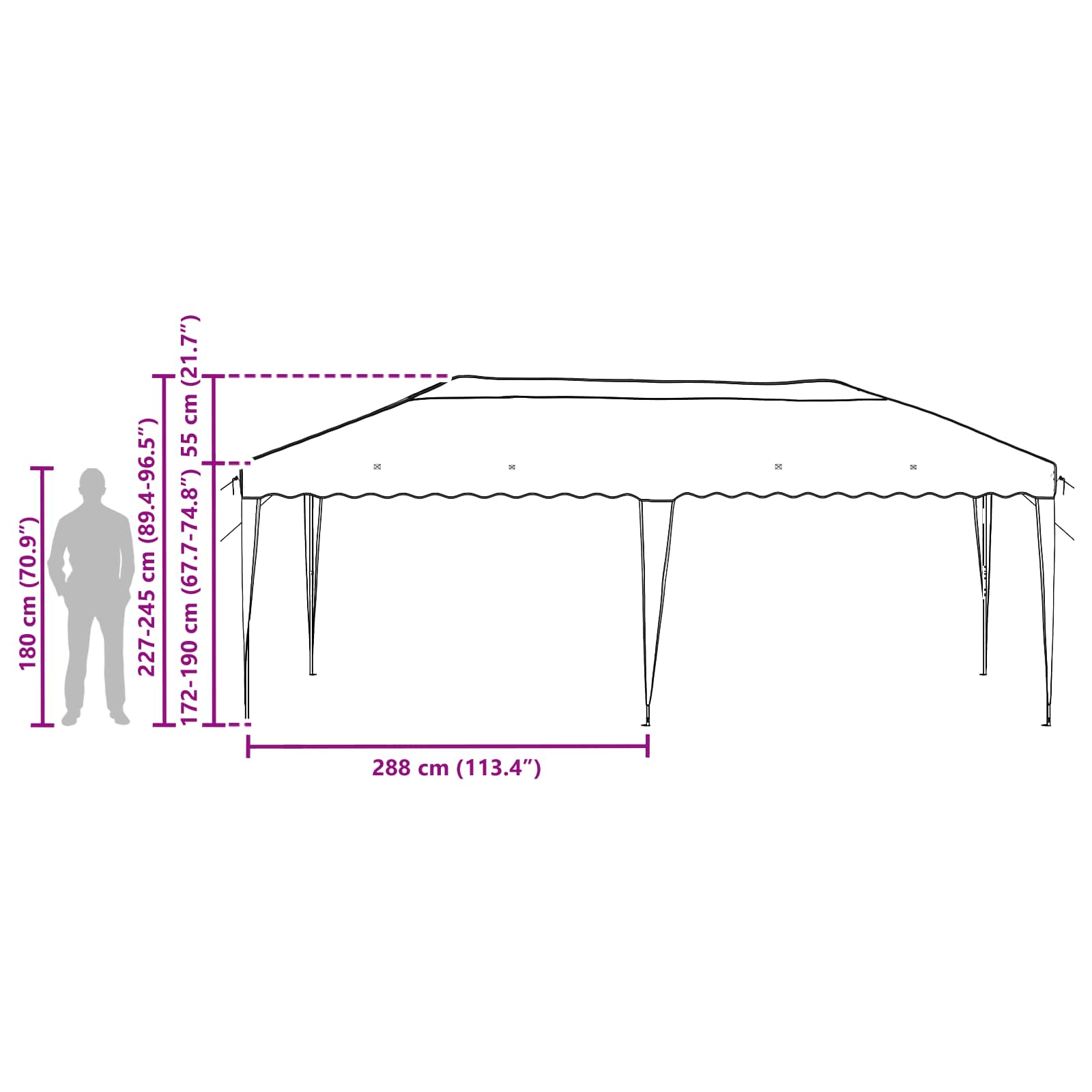 Tenda per feste a pop-up 575 x 290 x 245 cm Blu