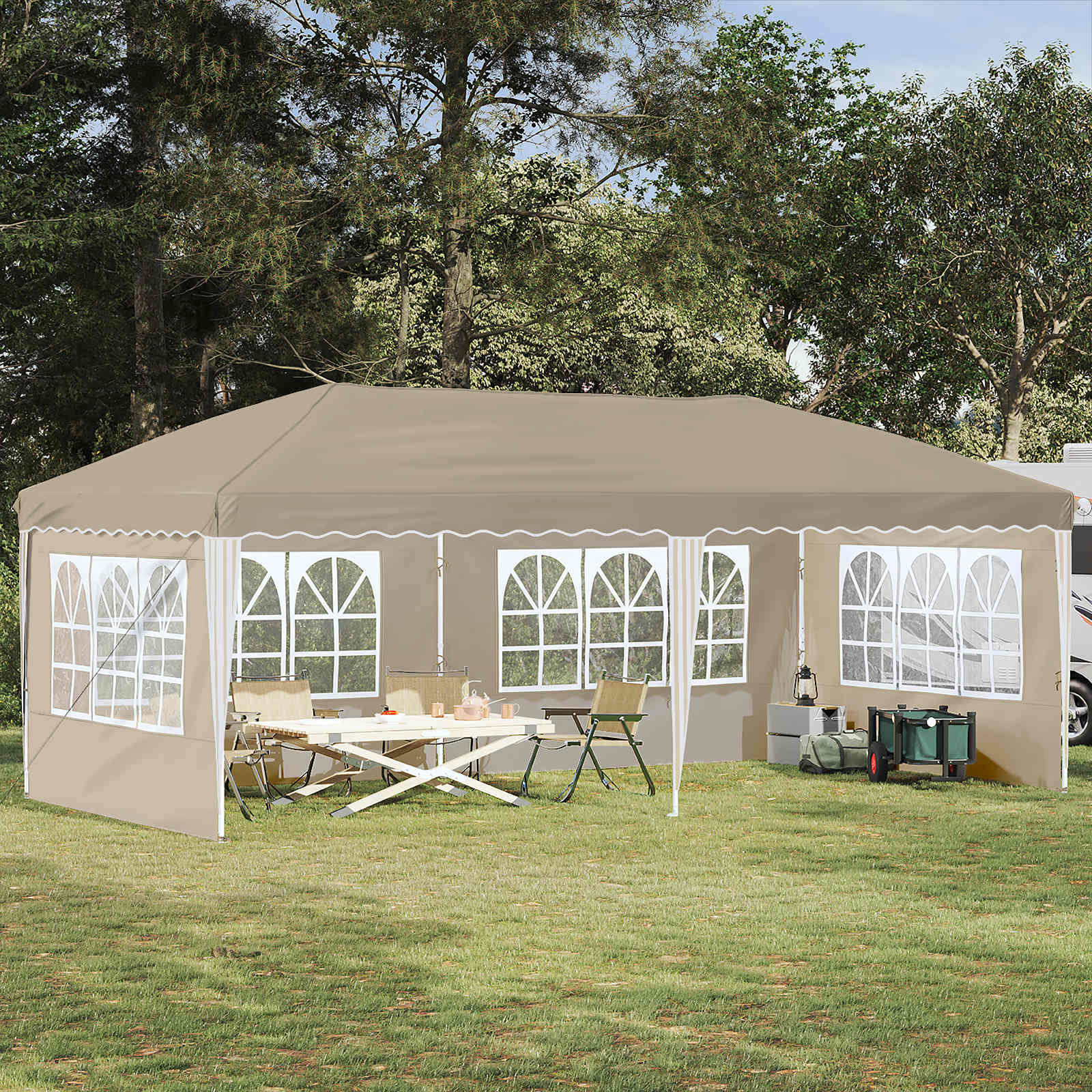 Tenda per feste a pop-up 575 x 289 x 245 cm Crema