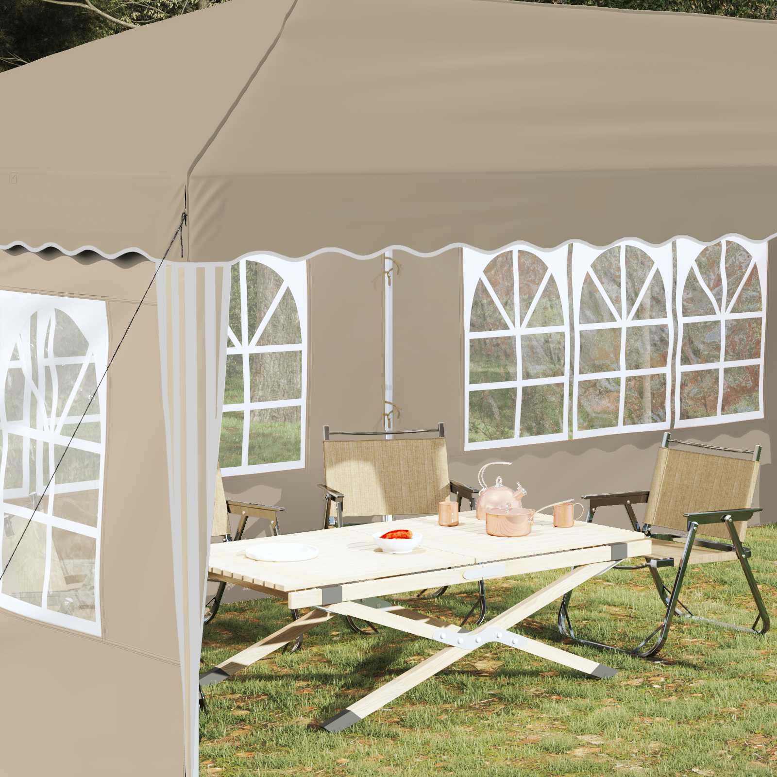 Tenda per feste a pop-up 575 x 289 x 245 cm Crema