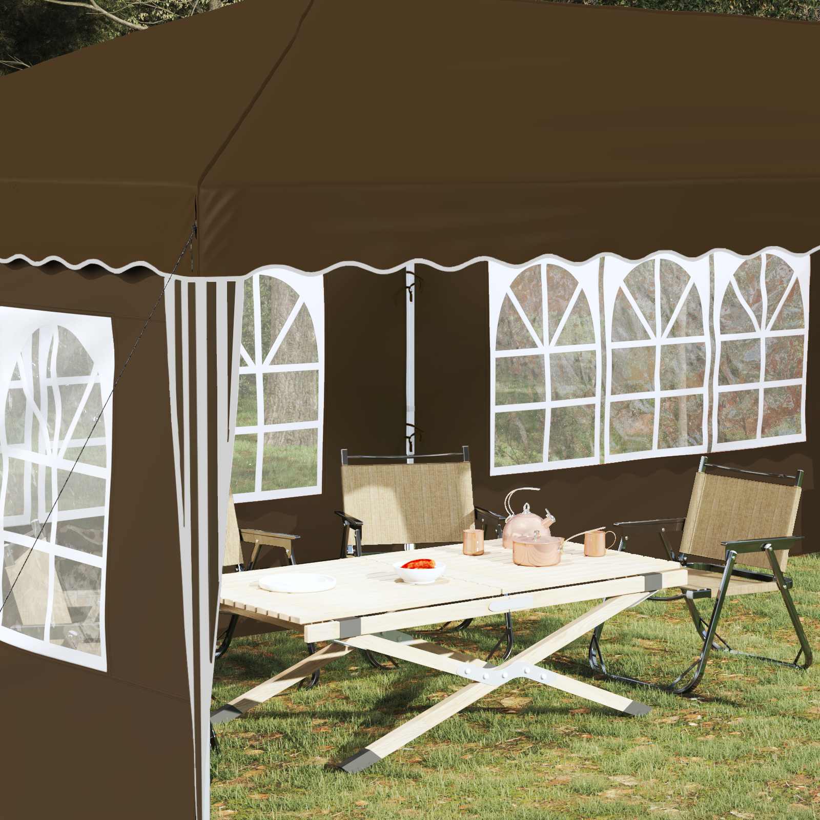 Tenda per feste a pop-up 575 x 289 x 245 cm Tortora
