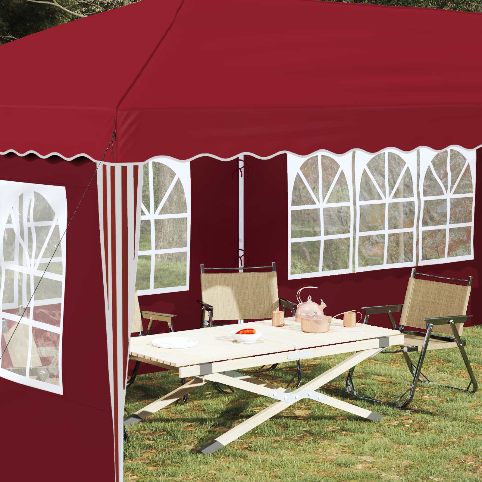 Tenda per feste a pop-up 575 x 289 x 245 cm Borgogna