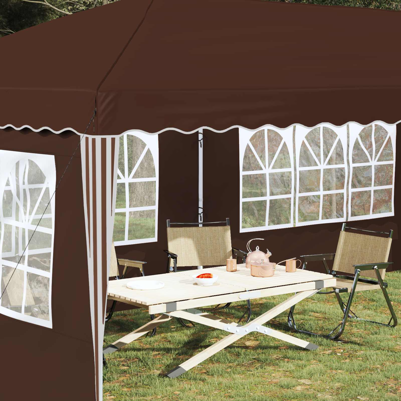 Tenda per feste a pop-up 575 x 289 x 245 cm Marrone