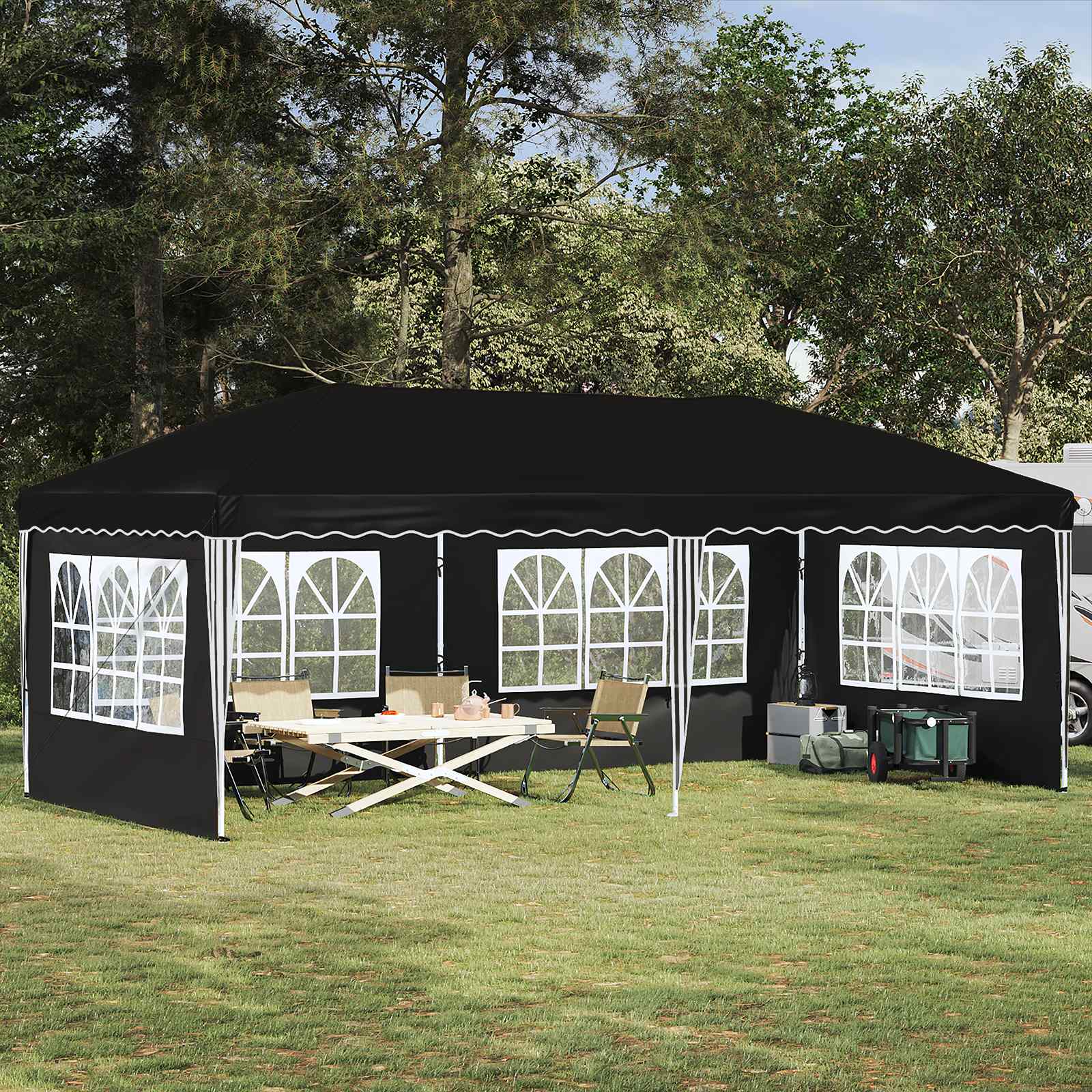 Tenda per feste a pop-up 575 x 289 x 245 cm Nero