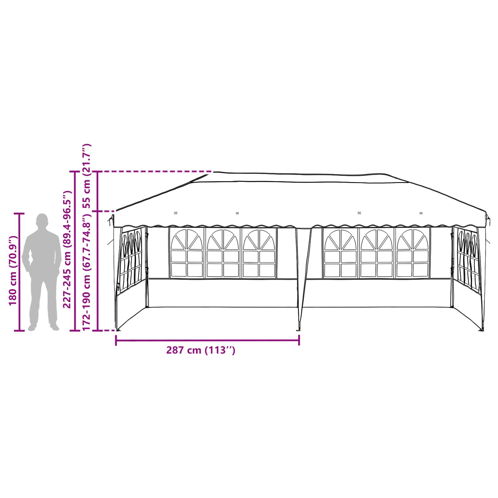 Tenda per feste a pop-up 575 x 289 x 245 cm Arancione