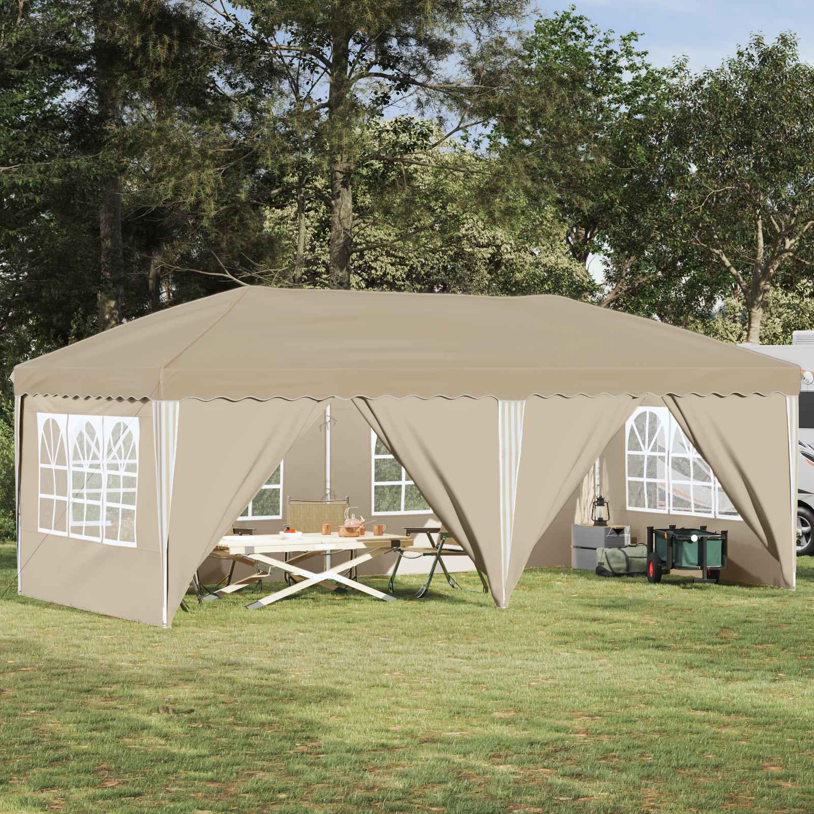 Tenda per feste a pop-up 575 x 288 x 245 cm Crema