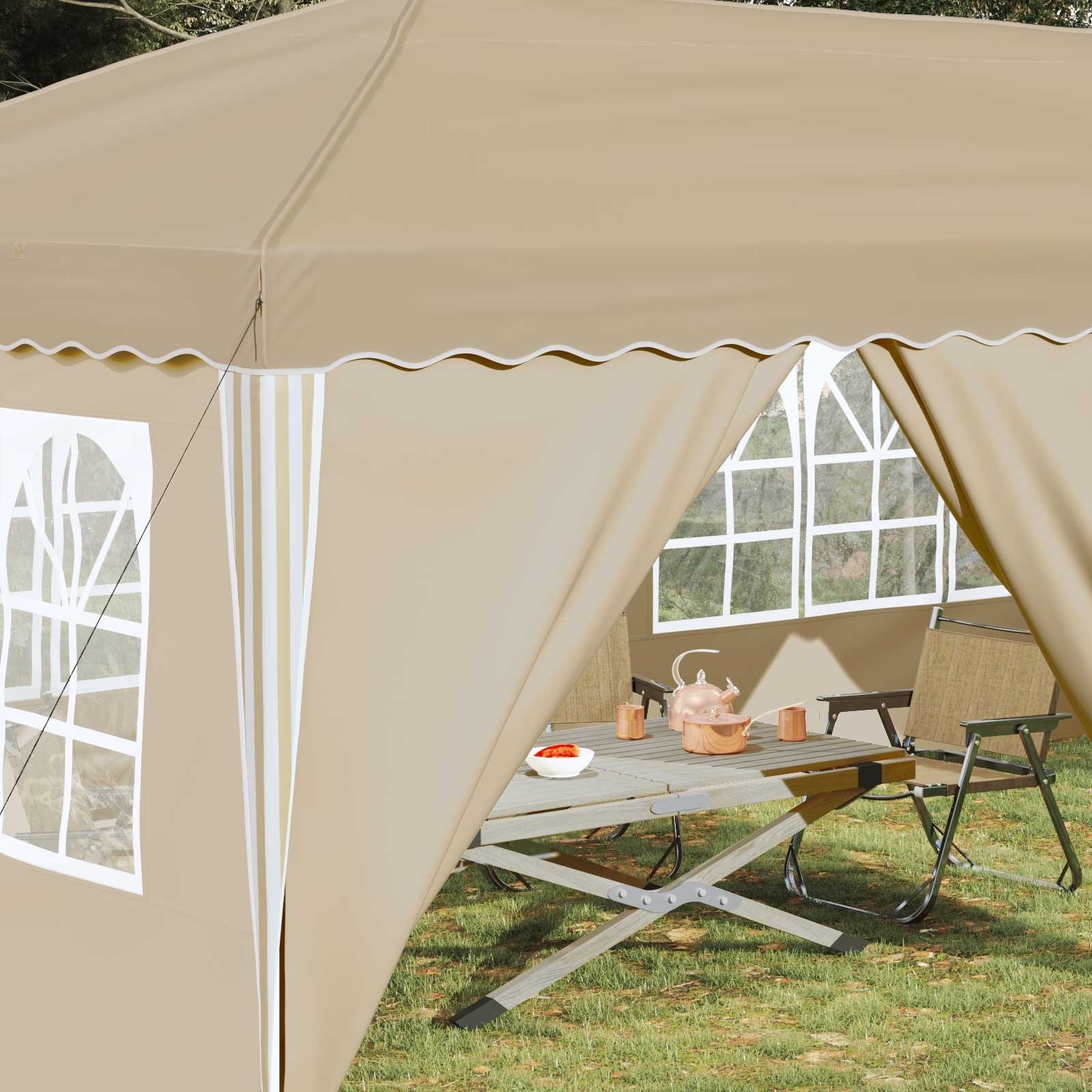 Tenda per feste a pop-up 575 x 288 x 245 cm Crema