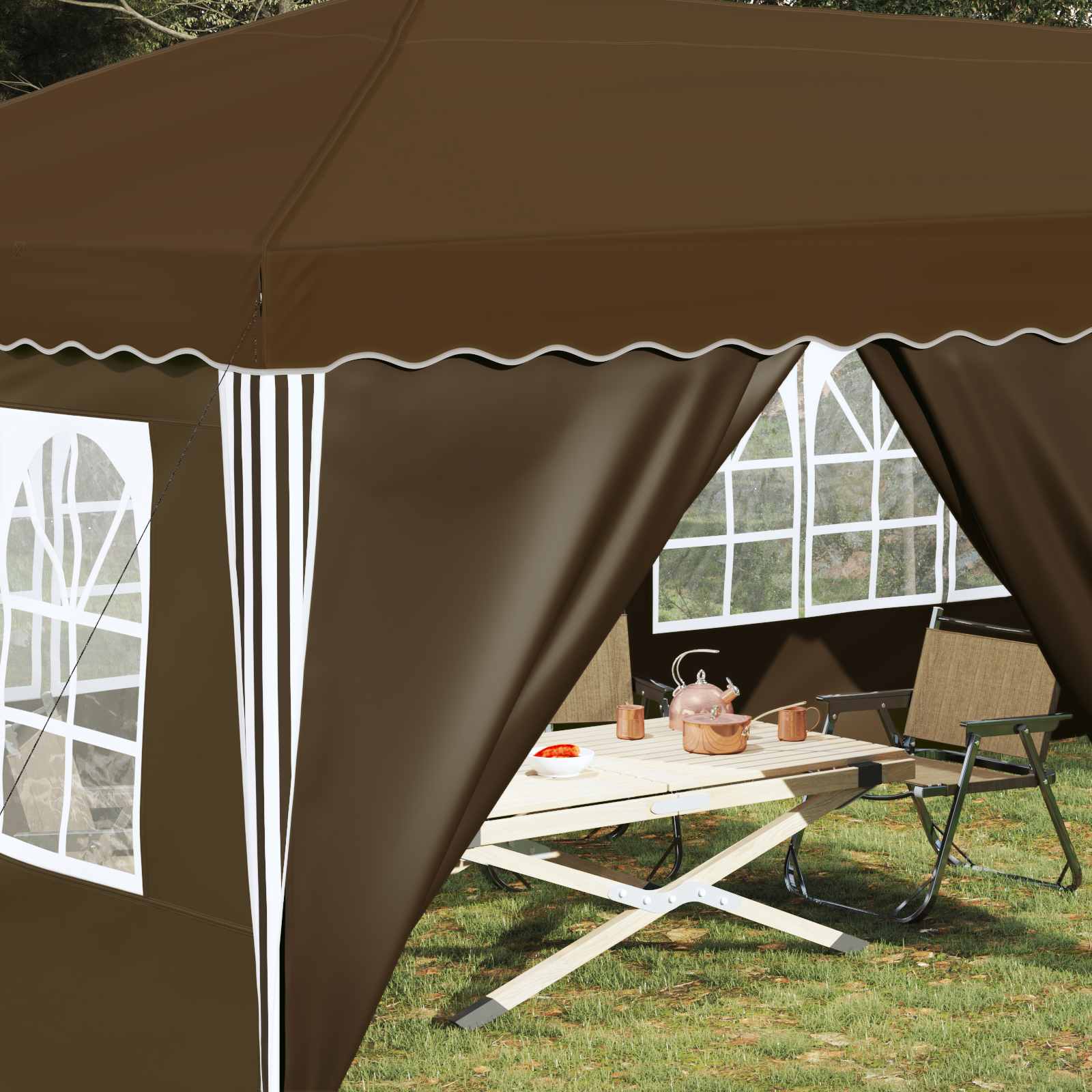 Tenda per feste a pop-up 575 x 288 x 245 cm Tortora