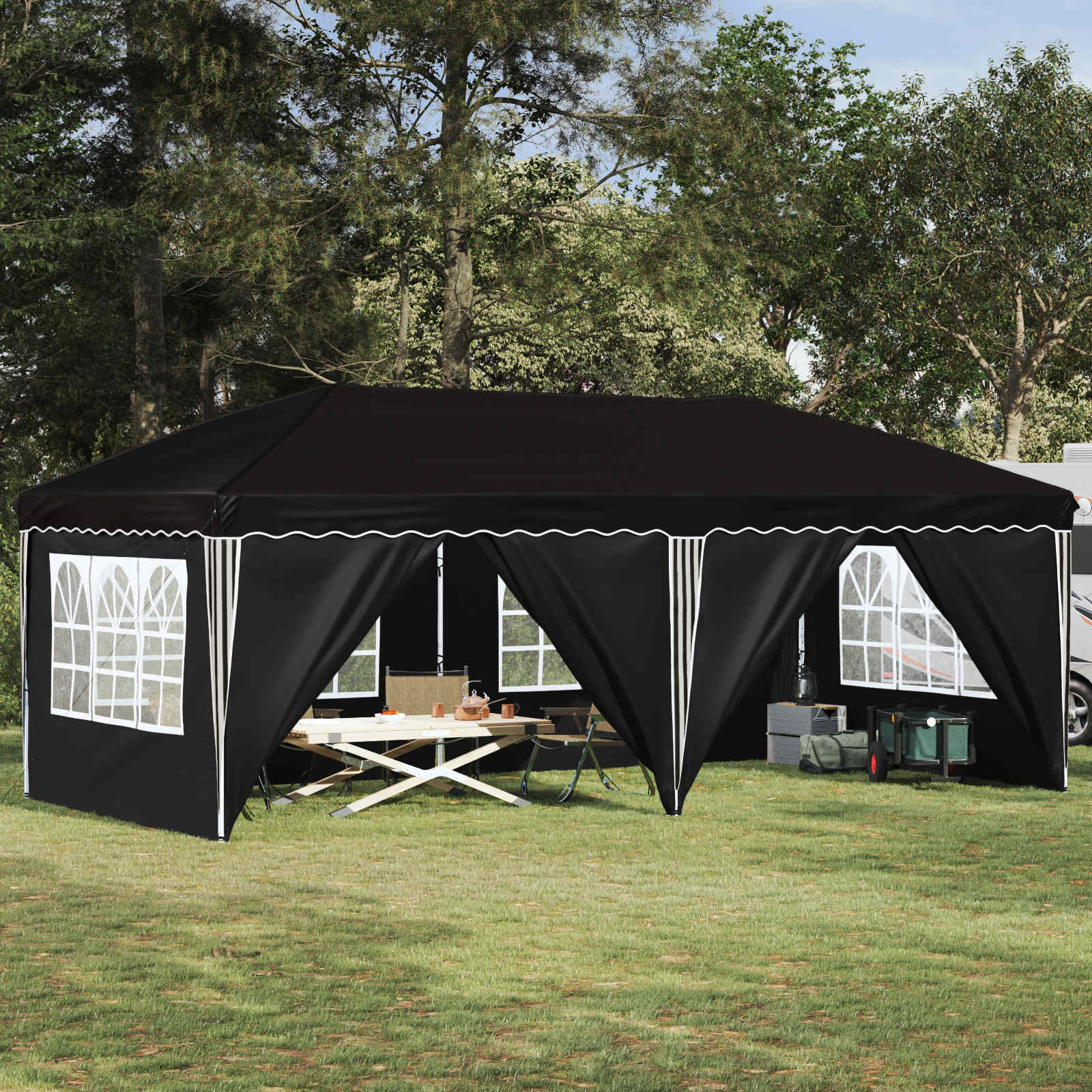 Tenda per feste a pop-up 575 x 288 x 245 cm Nero