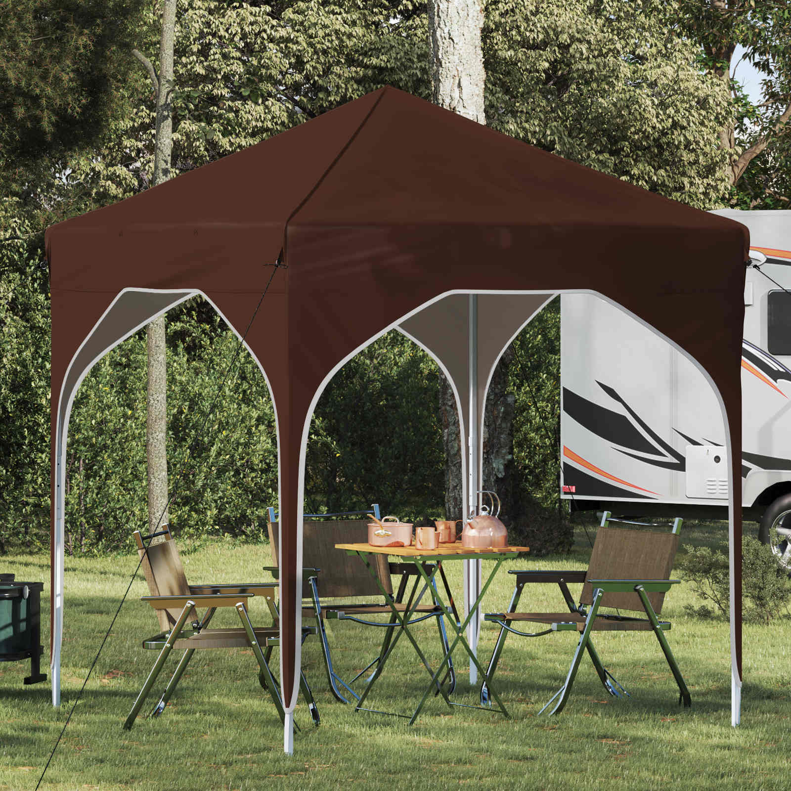 Tenda per feste a pop-up 194 x 194 x 245 cm Marrone