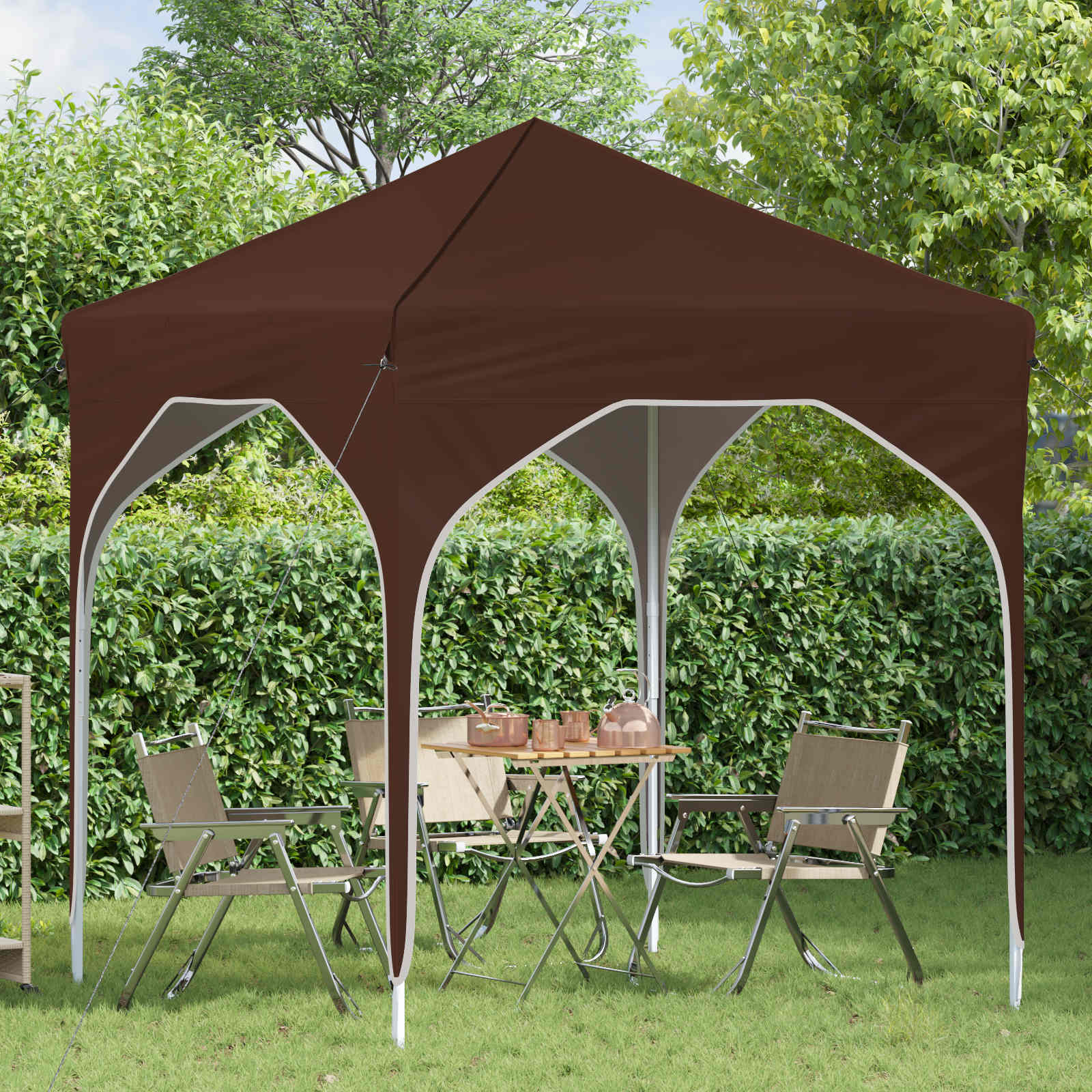 Tenda per feste a pop-up 194 x 194 x 245 cm Marrone