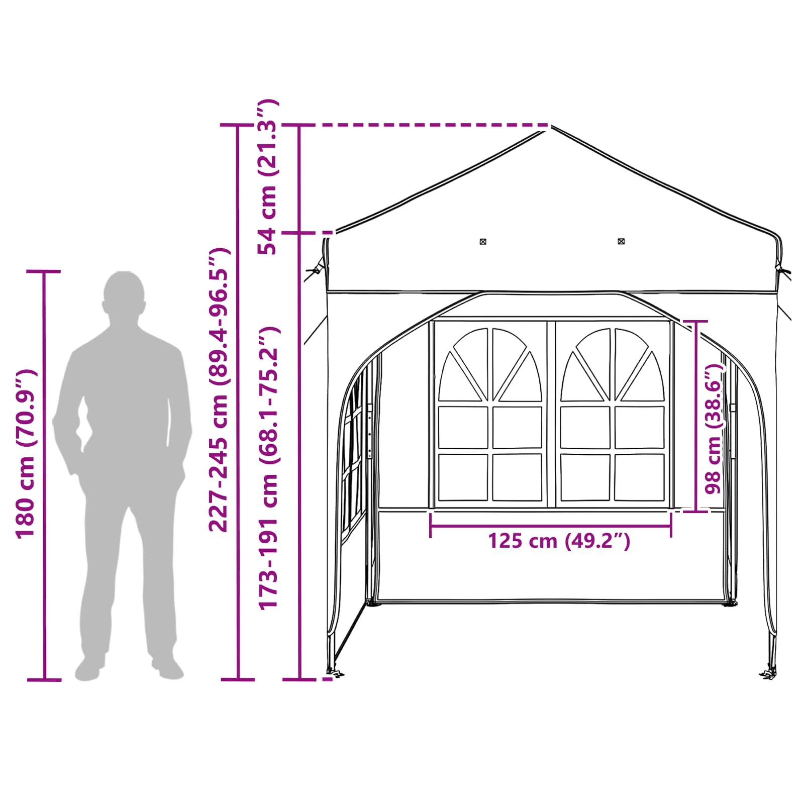 Tenda per feste a pop-up 192 x 192 x 245 cm Crema