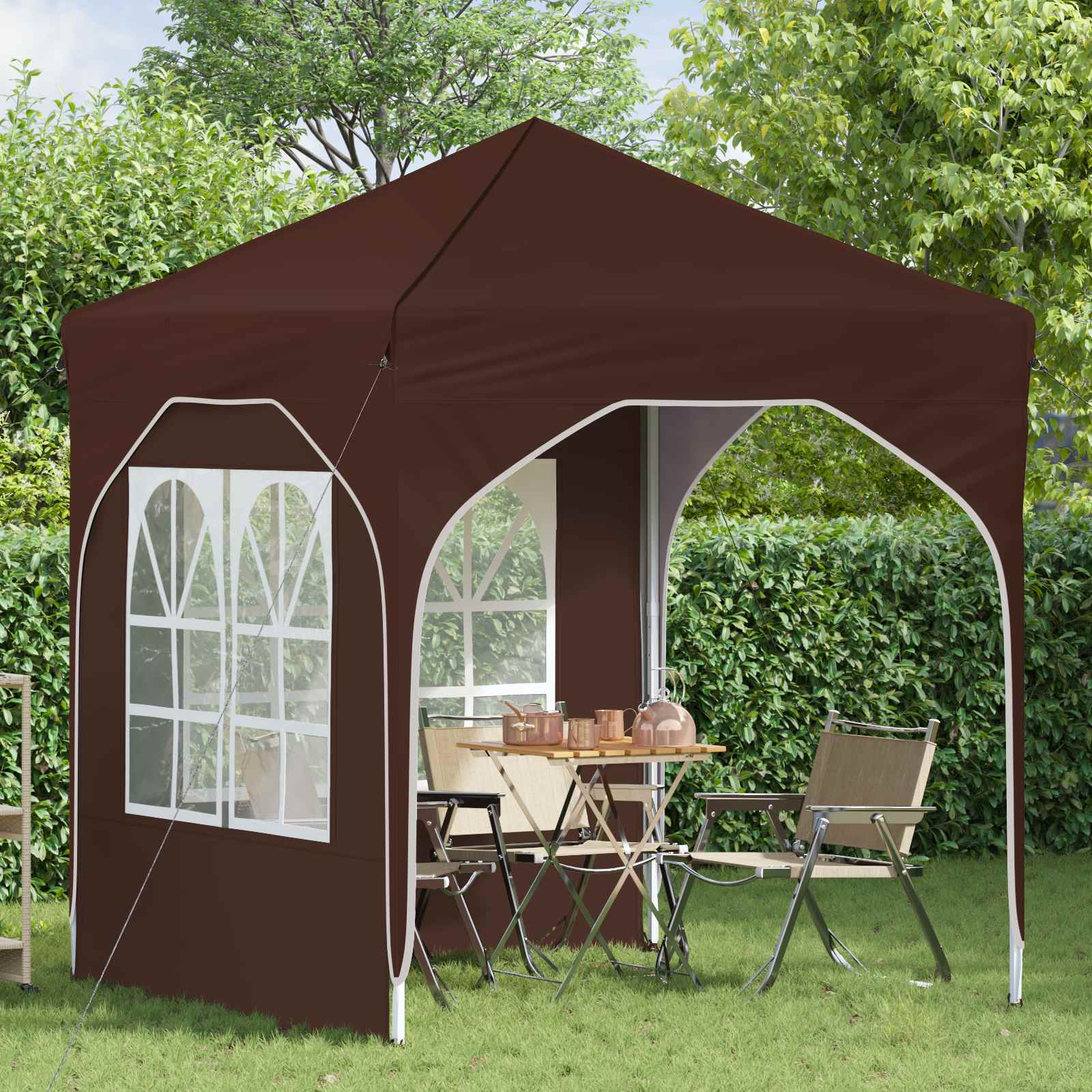 Tenda per feste a pop-up 192 x 192 x 245 cm Marrone