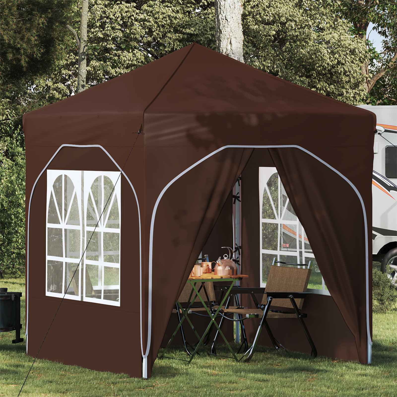 Tenda per feste a pop-up 192 x 192 x 245 cm Marrone