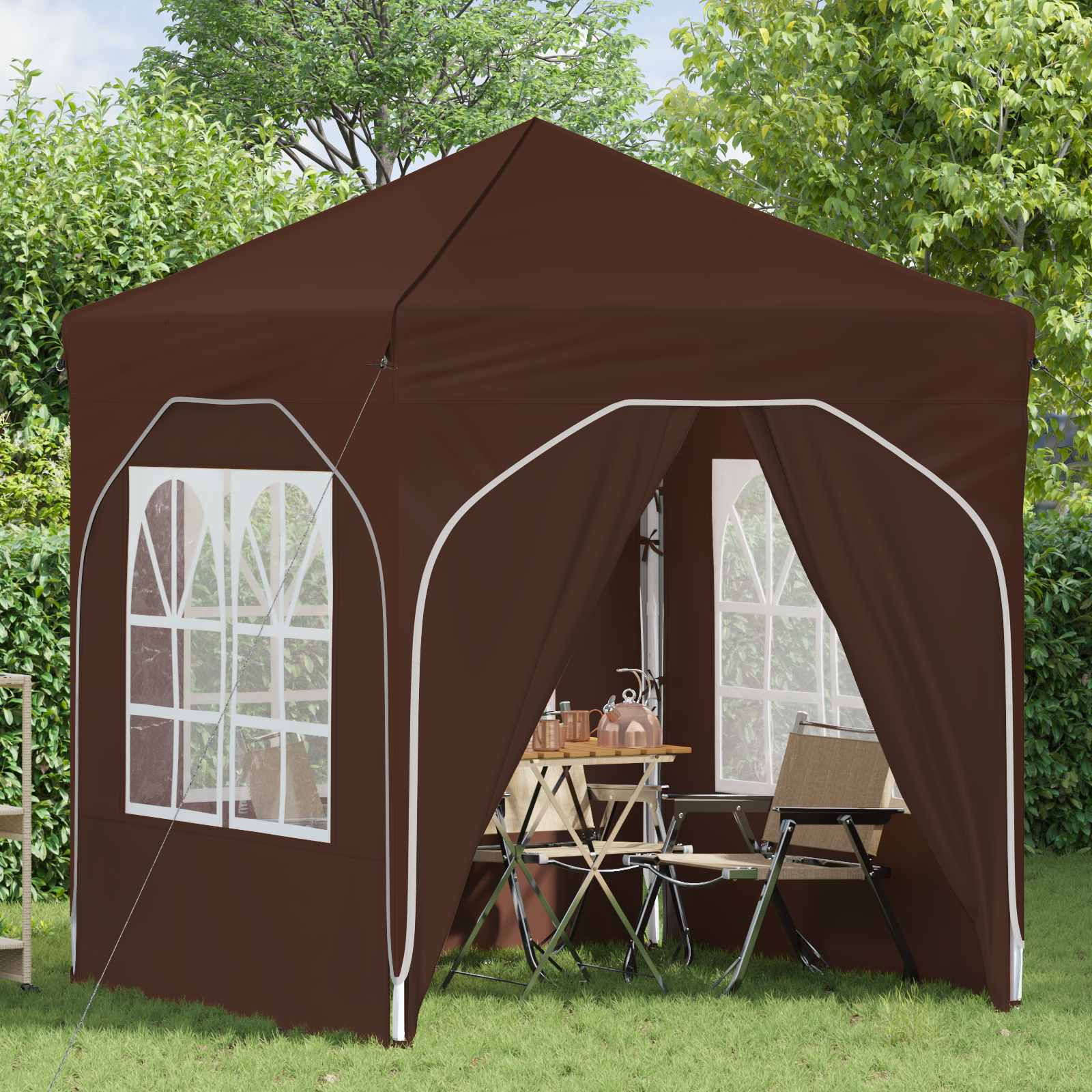 Tenda per feste a pop-up 192 x 192 x 245 cm Marrone