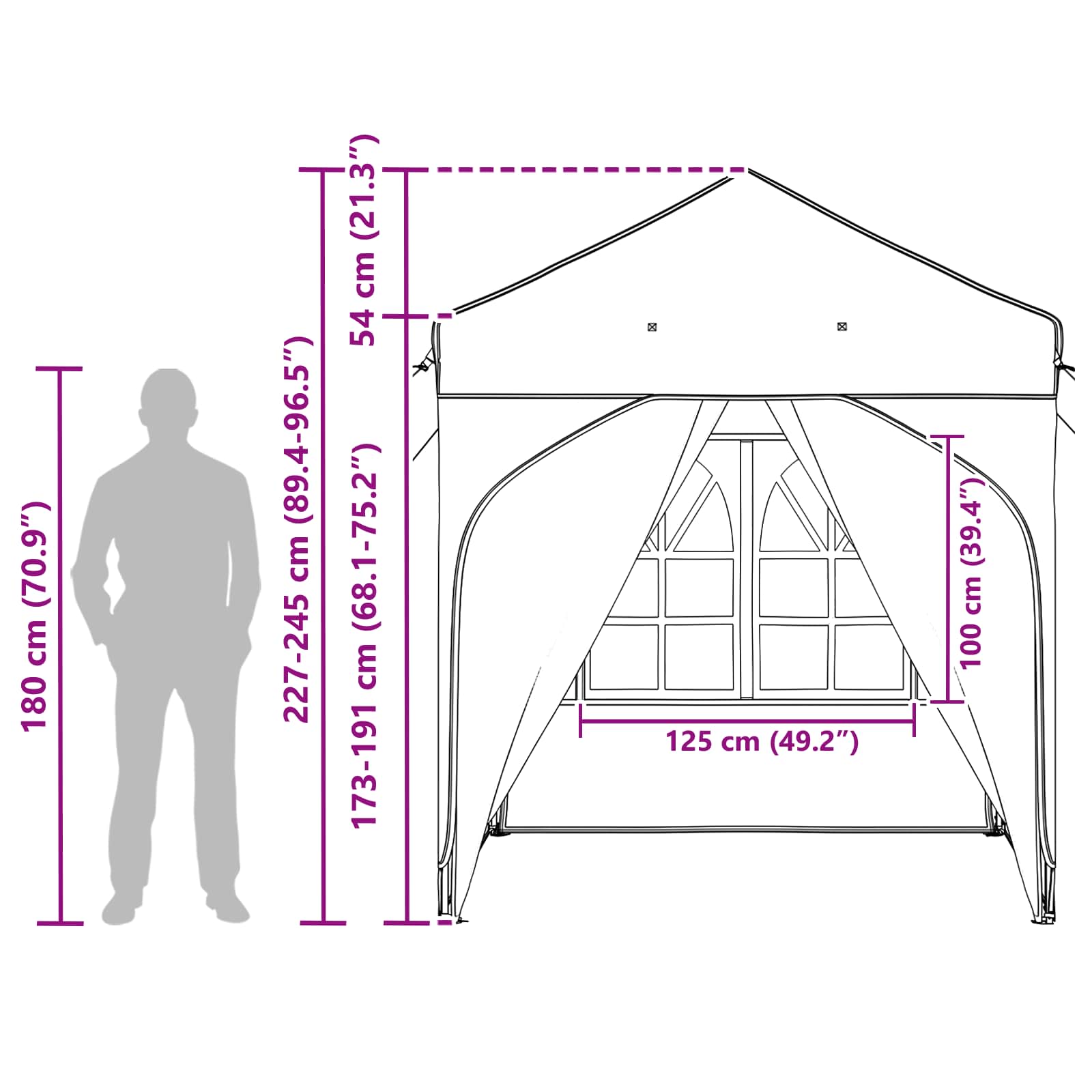 Tenda per feste a pop-up 192 x 192 x 245 cm Arancione