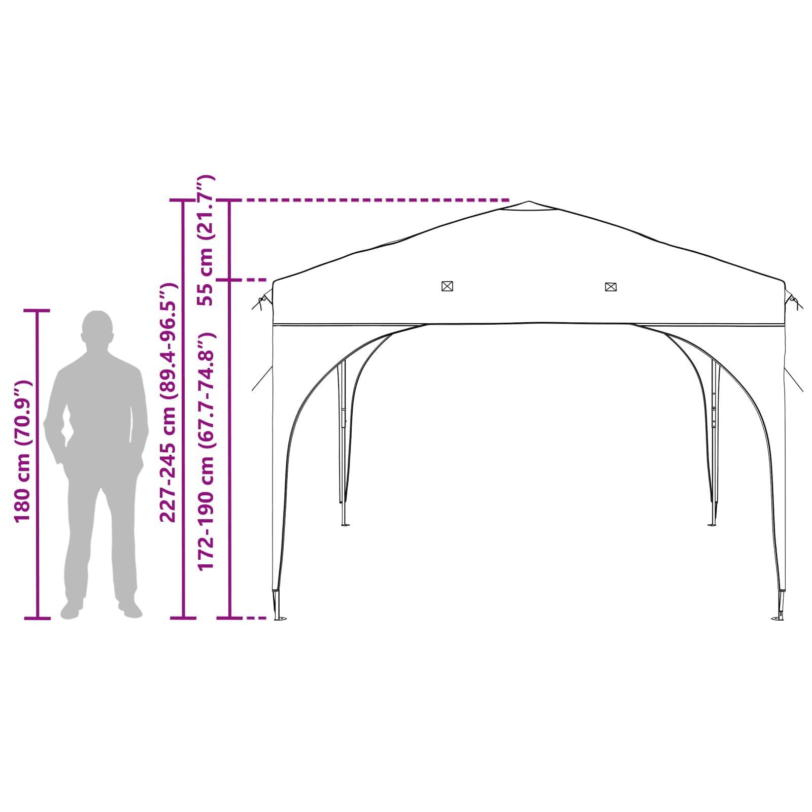 Tenda per feste a pop-up 290 x 290 x 245 cm Terracotta