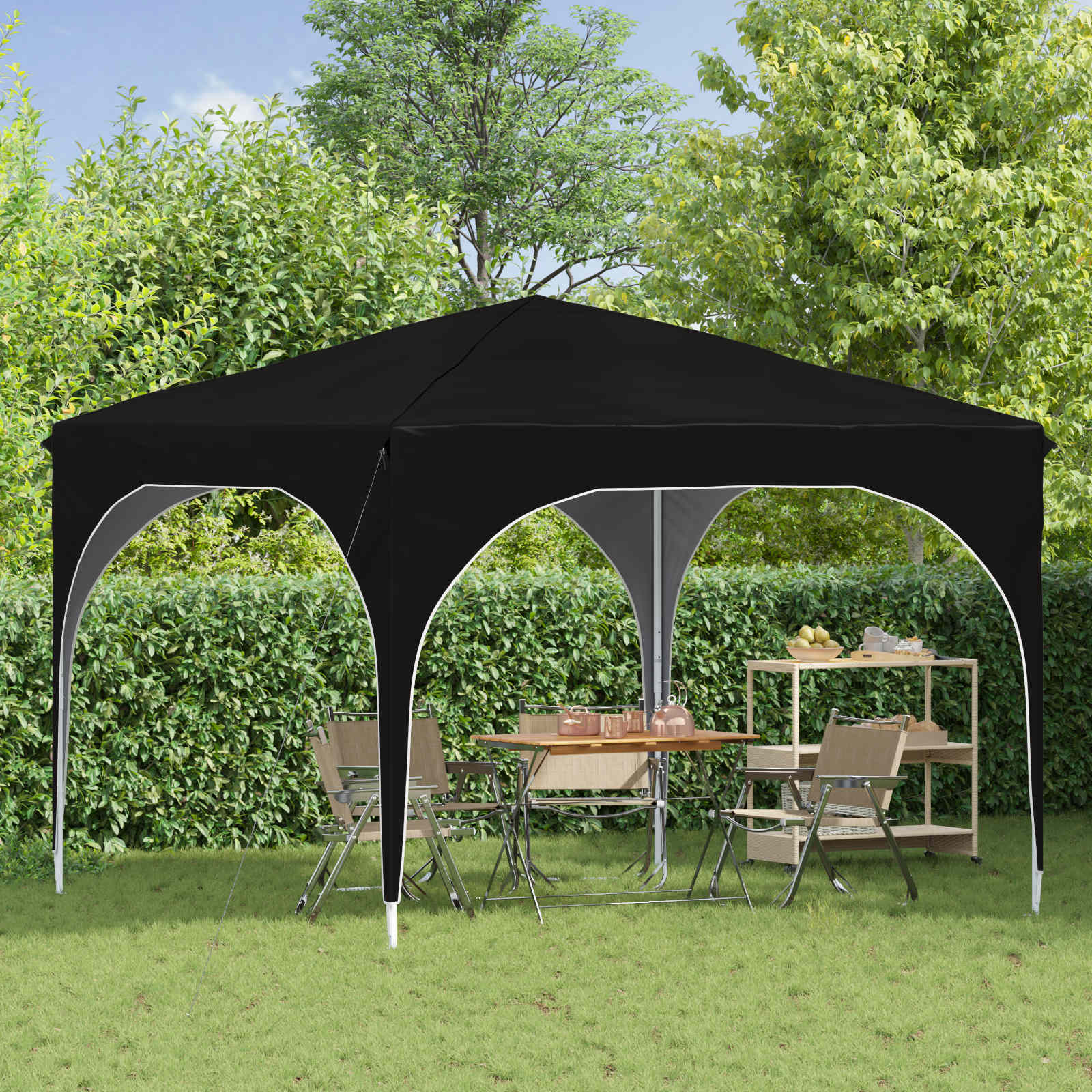 Tenda per feste a pop-up 290 x 290 x 245 cm Nero