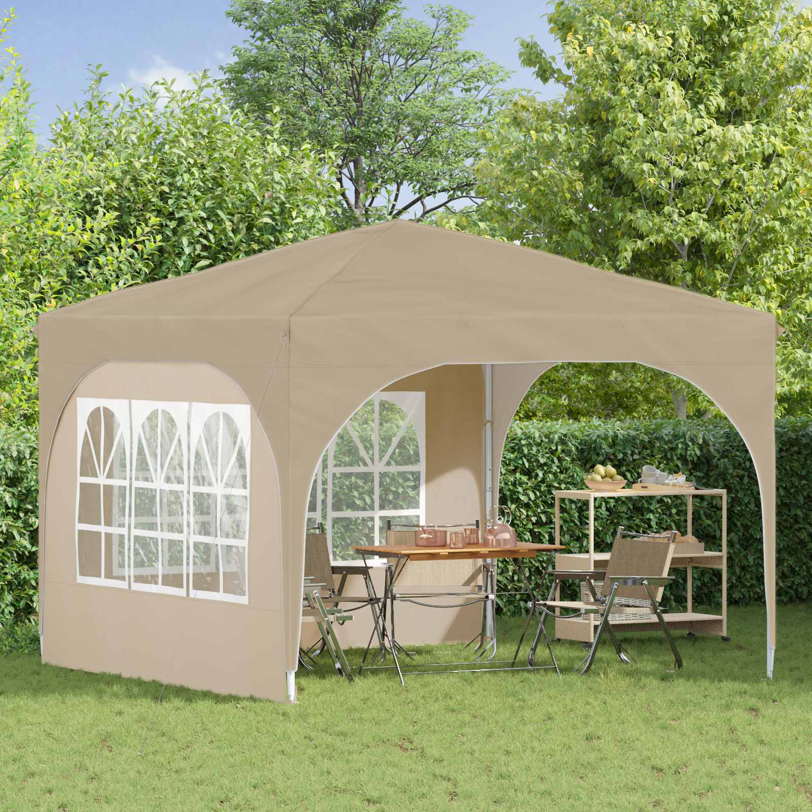 Tenda per feste a pop-up 290 x 290 x 245 cm Crema