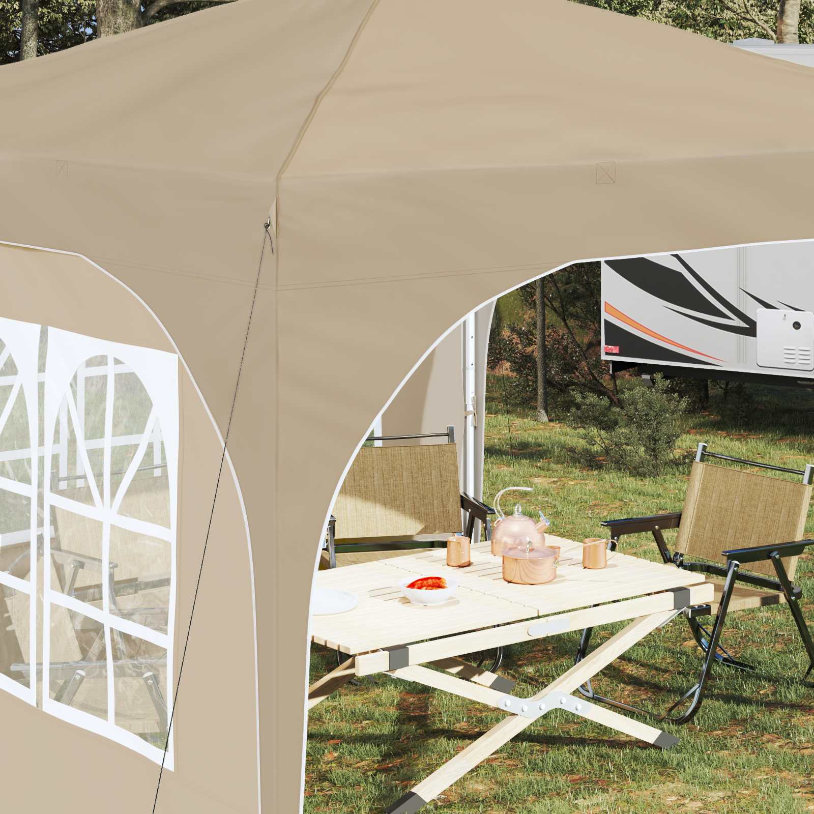 Tenda per feste a pop-up 290 x 290 x 245 cm Crema