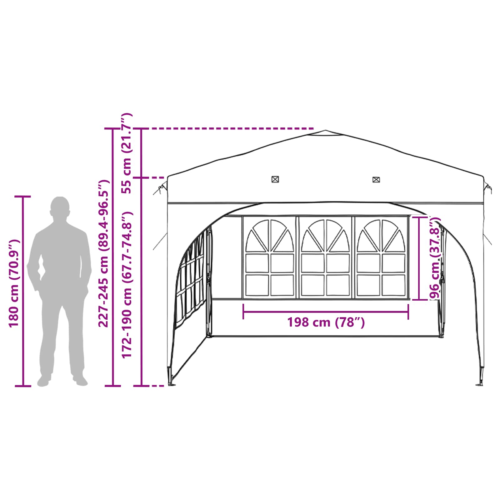 Tenda per feste a pop-up 290 x 290 x 245 cm Beige