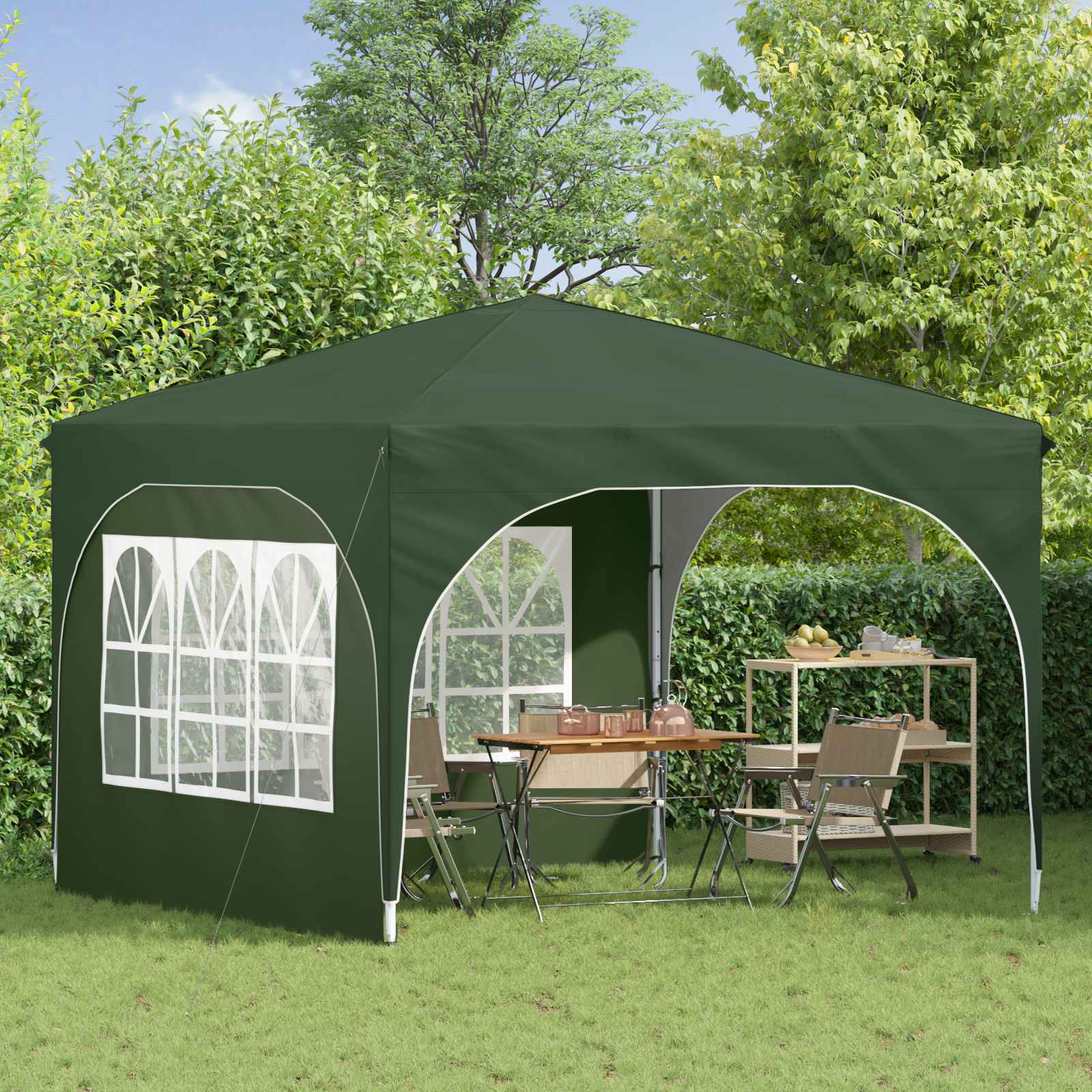 Tenda per feste a pop-up 290 x 290 x 245 cm Verde