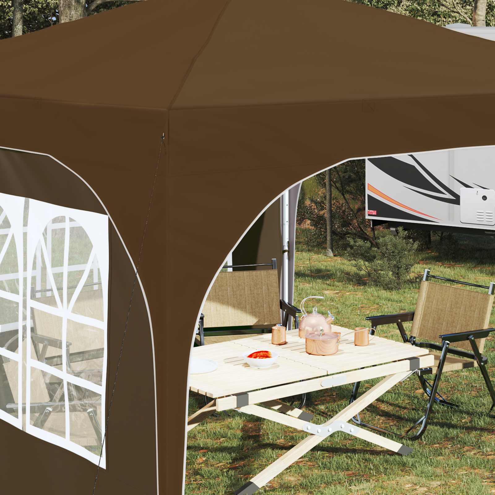 Tenda per feste a pop-up 290 x 290 x 245 cm Tortora