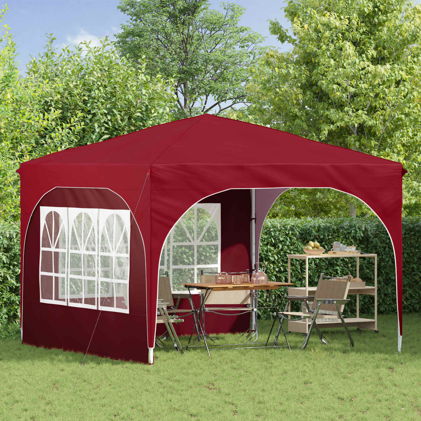 Tenda per feste a pop-up 290 x 290 x 245 cm Borgogna
