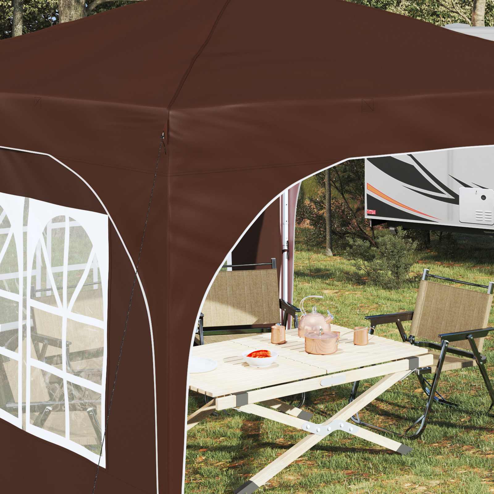 Tenda per feste a pop-up 290 x 290 x 245 cm Marrone