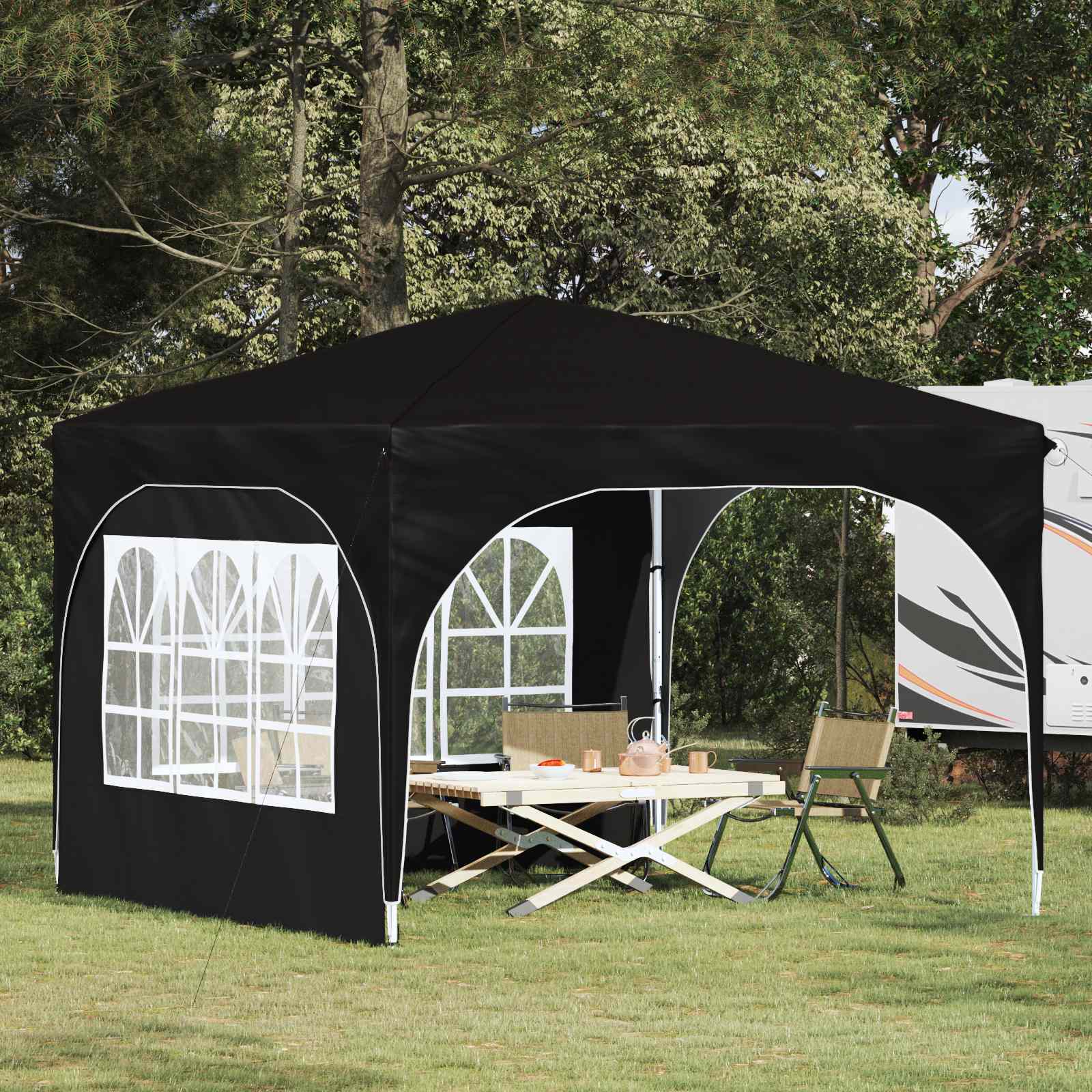 Tenda per feste a pop-up 290 x 290 x 245 cm Nero
