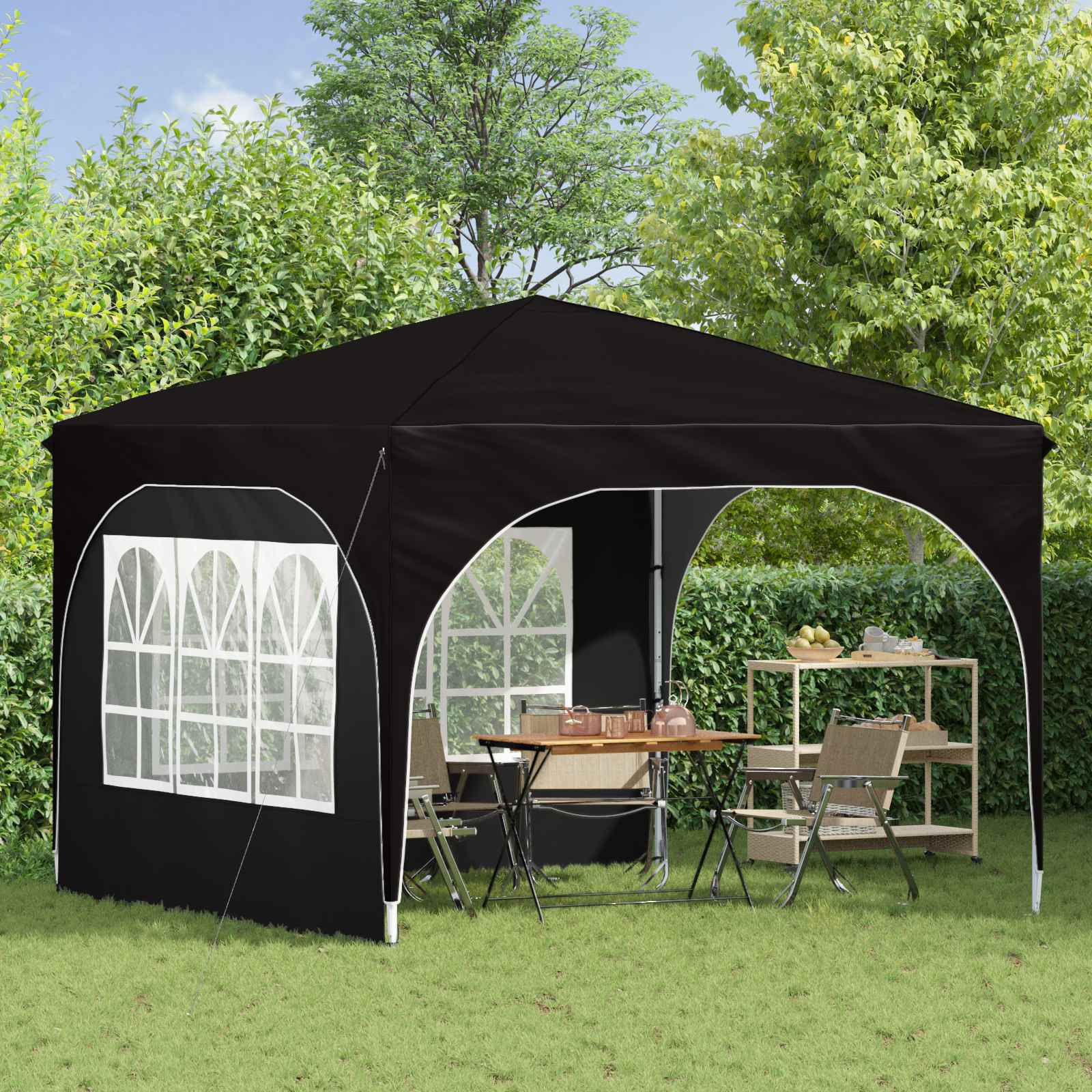Tenda per feste a pop-up 290 x 290 x 245 cm Nero