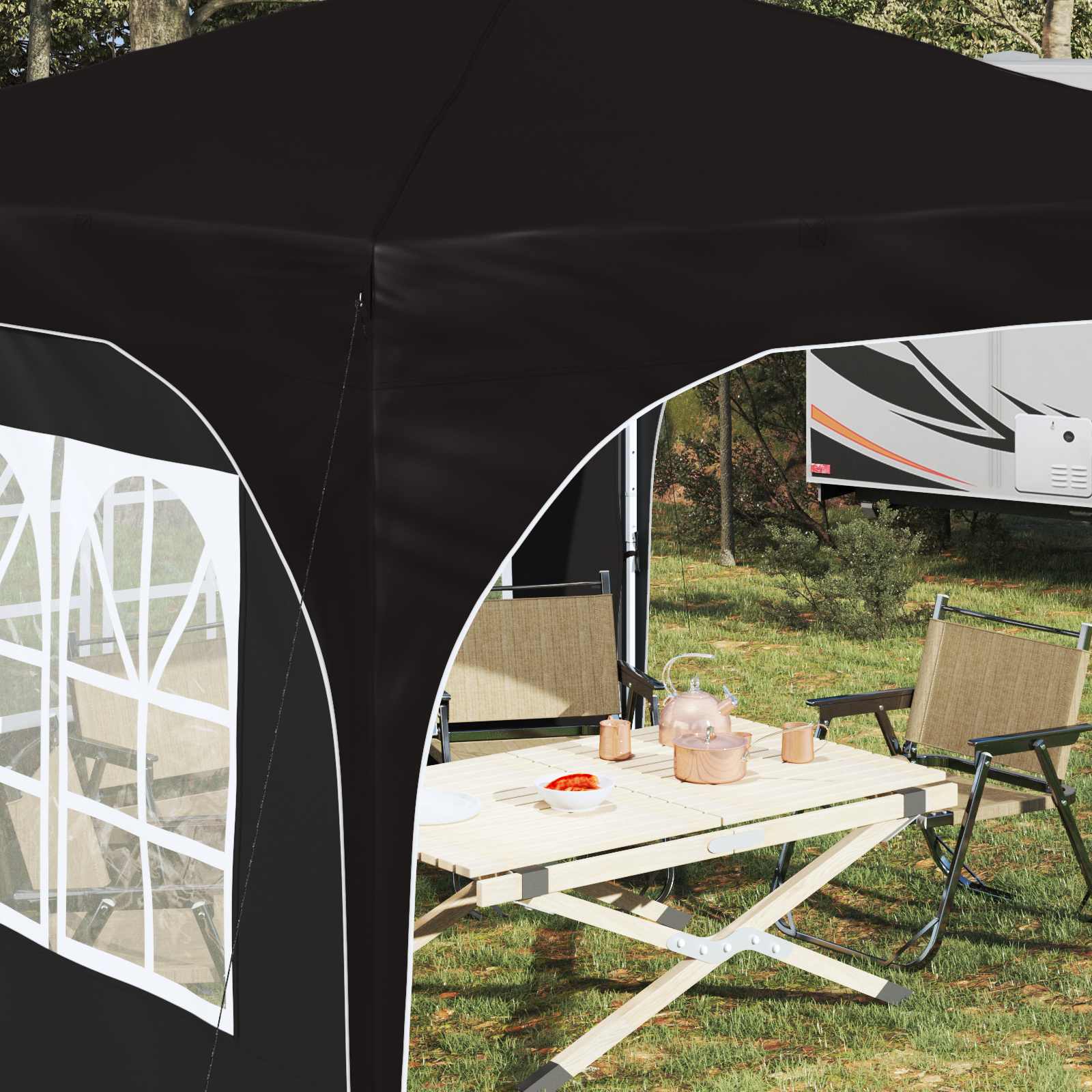 Tenda per feste a pop-up 290 x 290 x 245 cm Nero