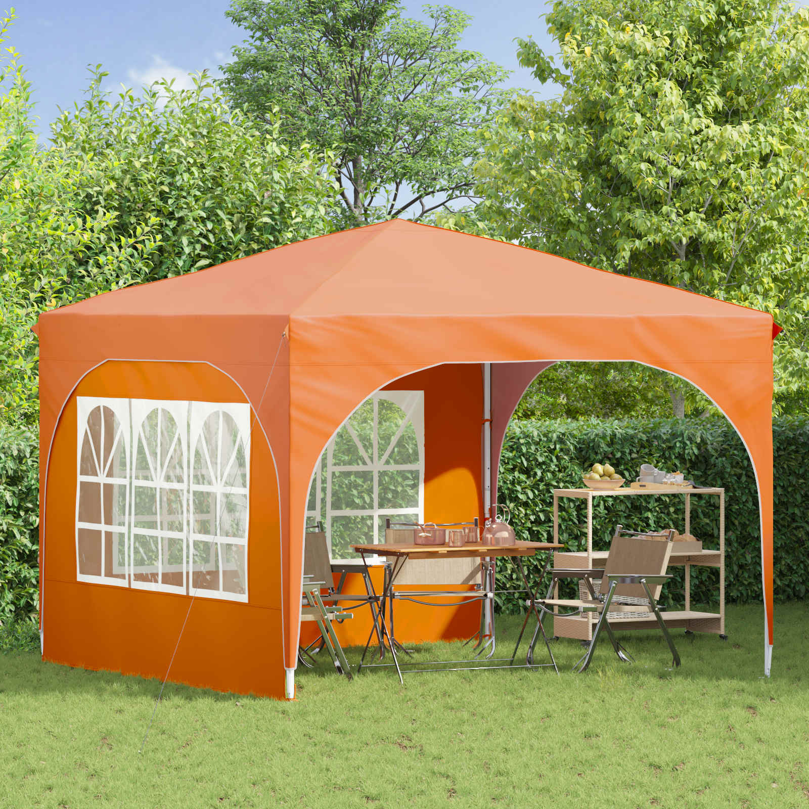 Tenda per feste a pop-up 290 x 290 x 245 cm Arancione