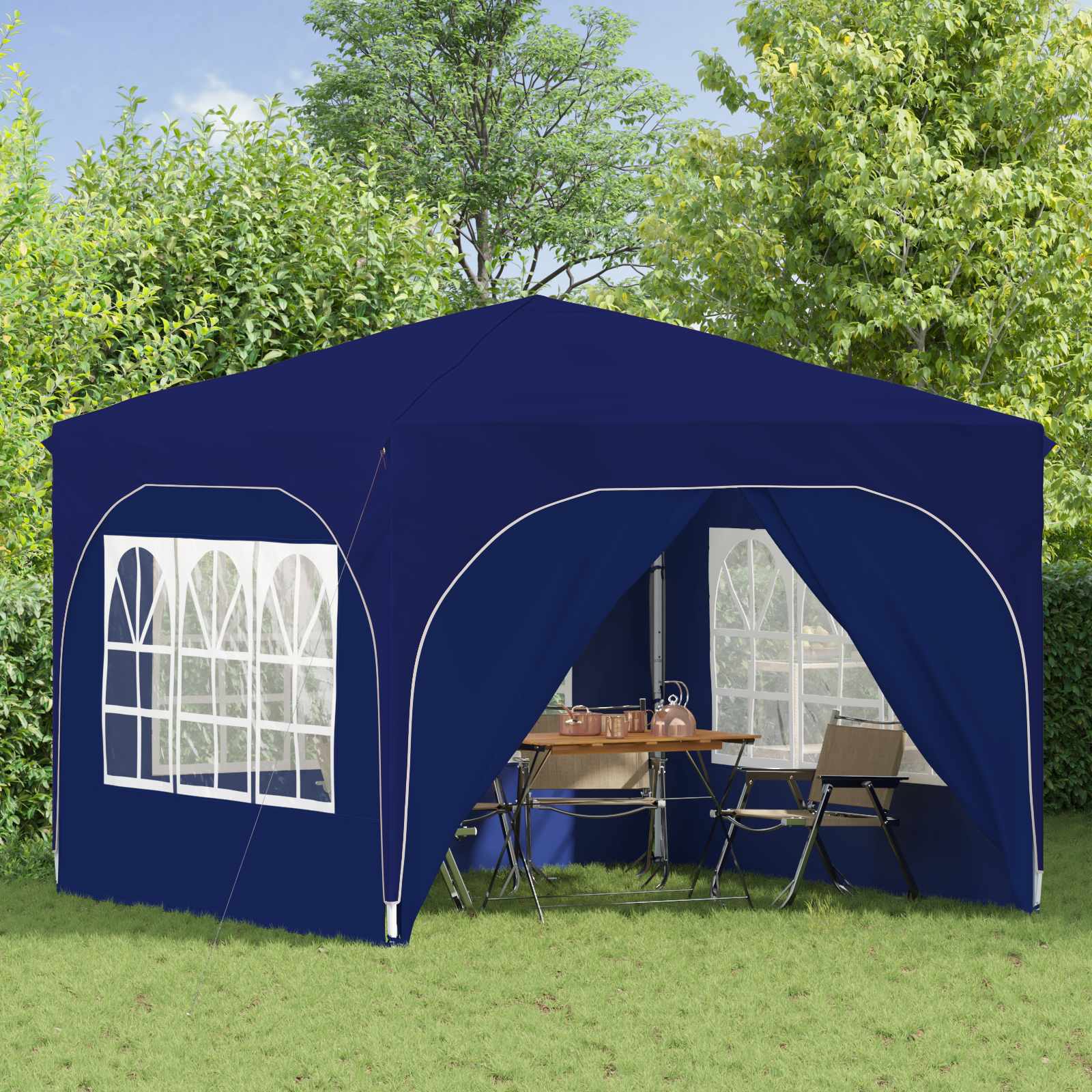Tenda per feste a pop-up 290 x 290 x 245 cm Blu