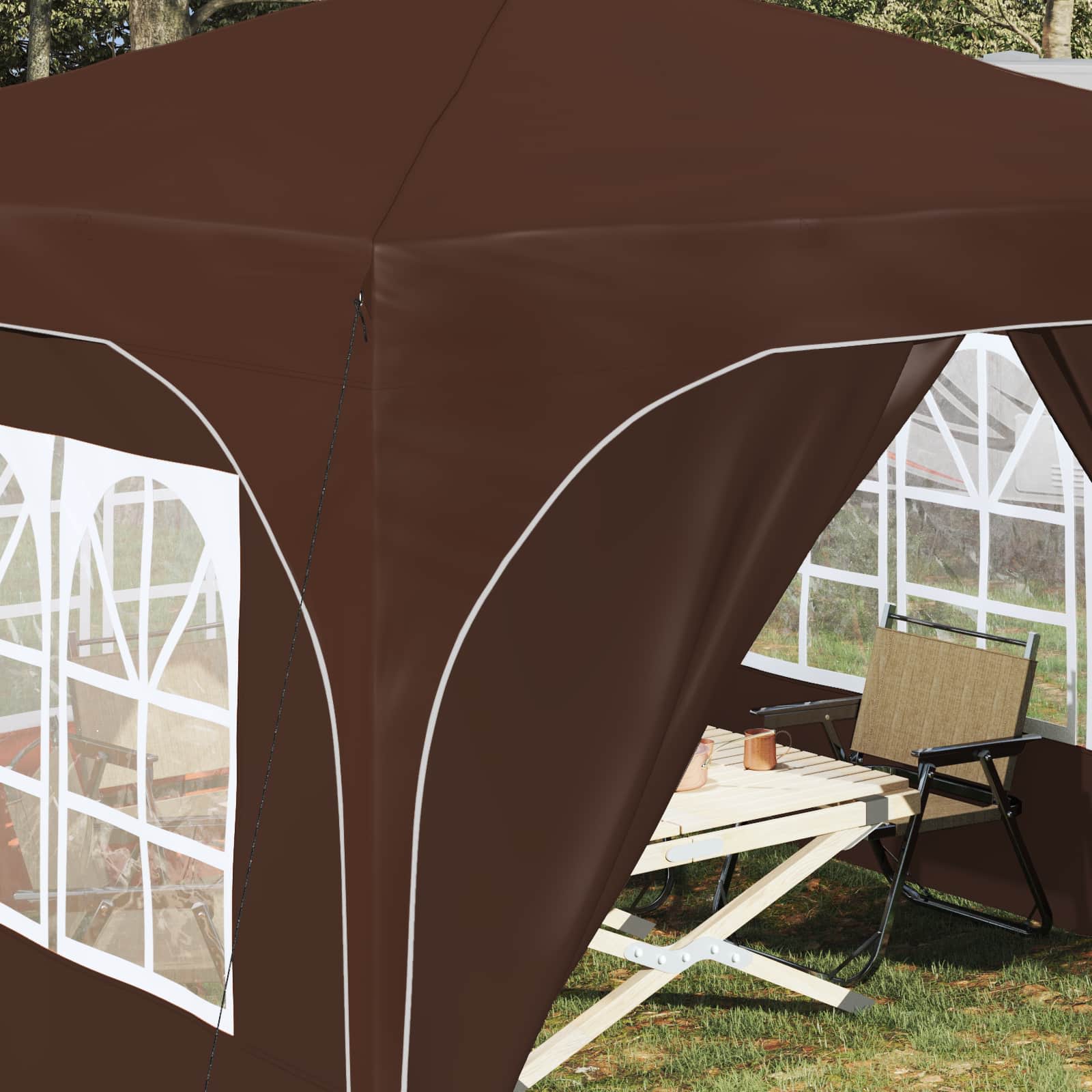 Tenda per feste a pop-up 290 x 290 x 245 cm Marrone