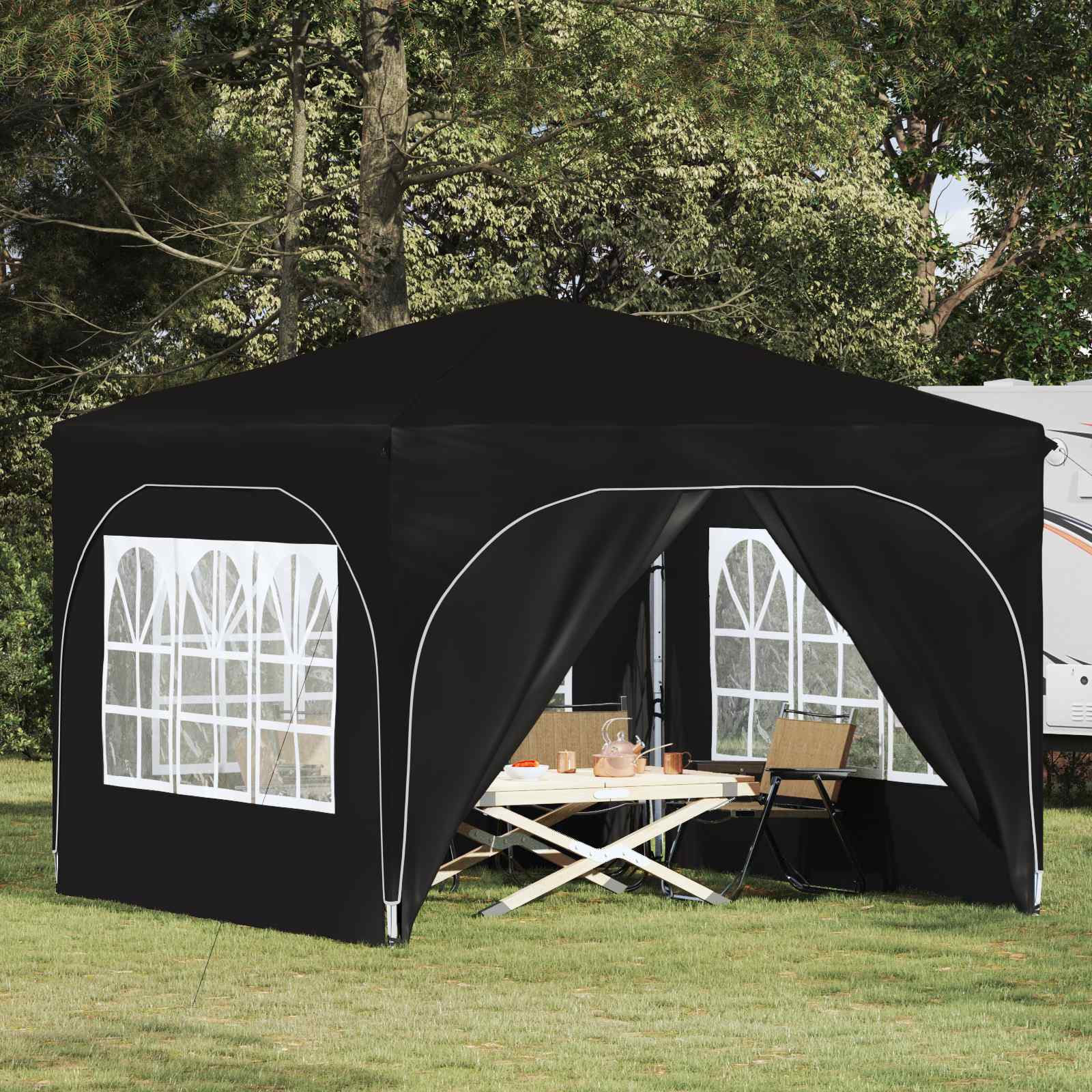 Tenda per feste a pop-up 290 x 290 x 245 cm Nero